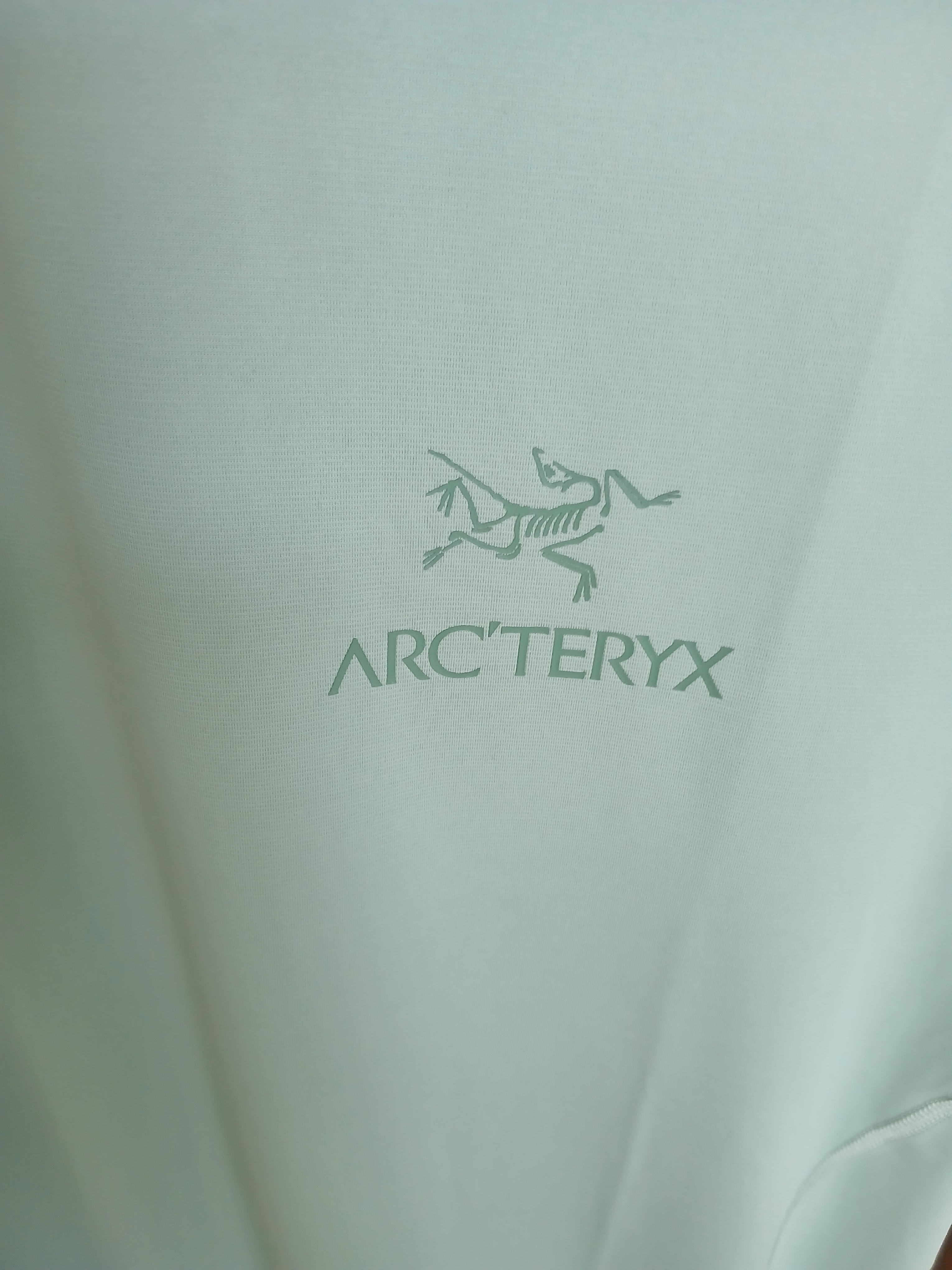 Arc'teryx Motus Arcword Crew SS T-Shirt Stone Green Heather 착용 스타일 - 4