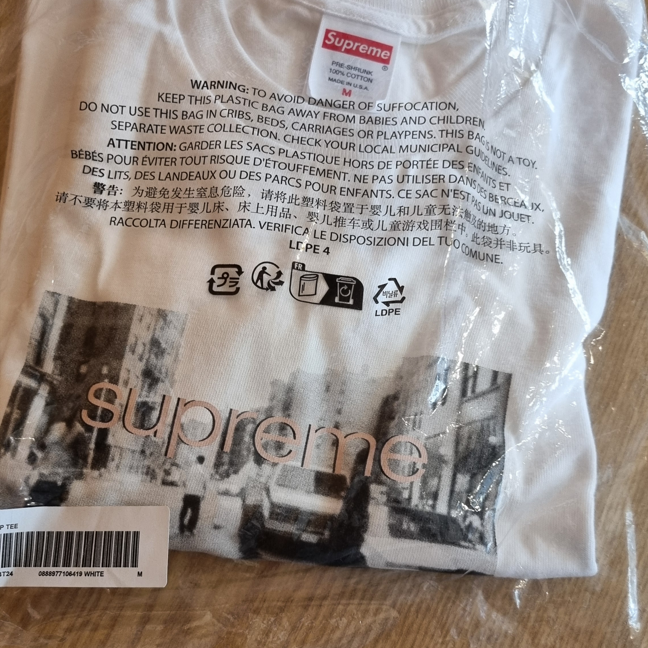 Supreme Crew 96 T-Shirt White - 24SS 착용 스타일