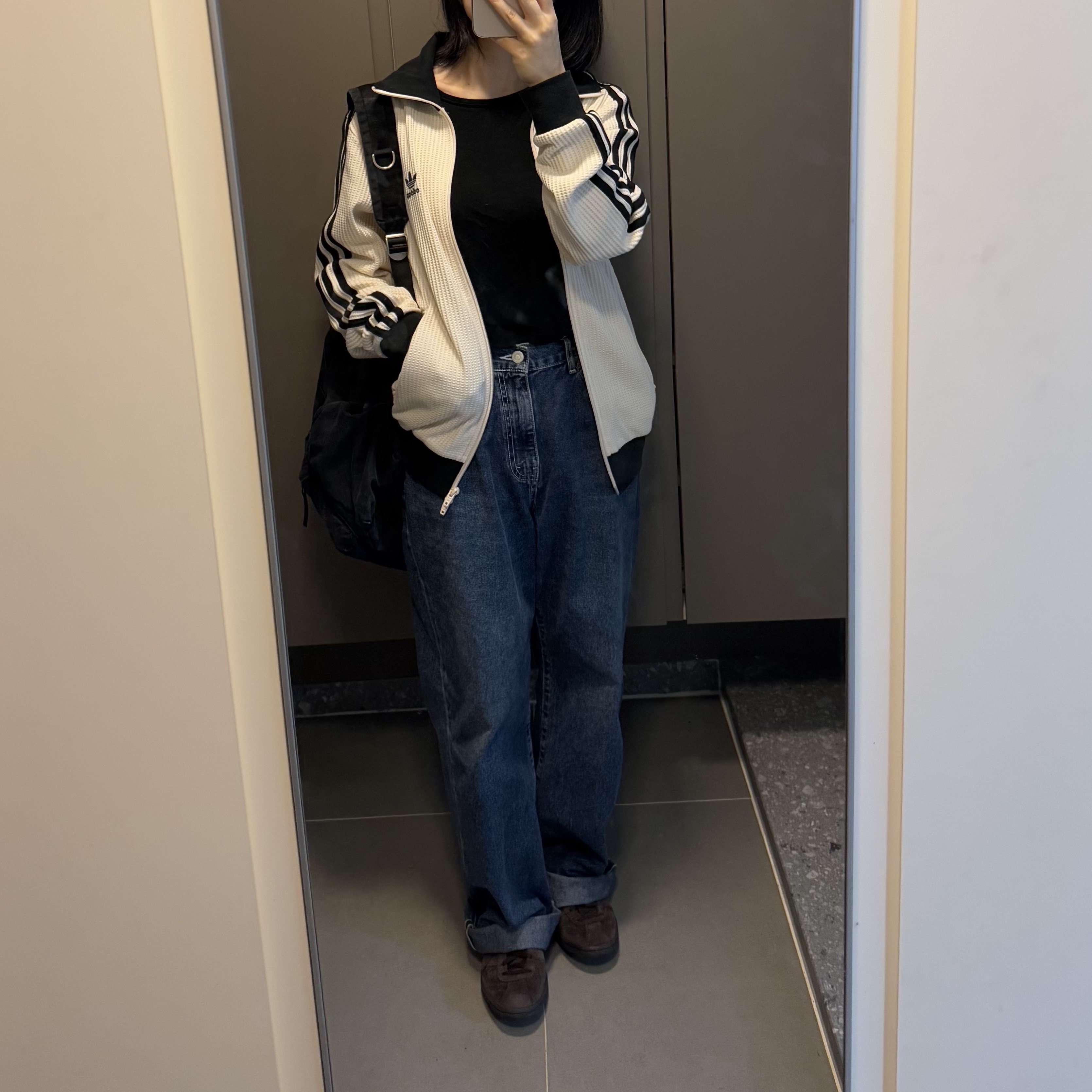 Adidas Waffle Beckenbauer Track Top Wonder White - KR Sizing 착용 스타일 - 2