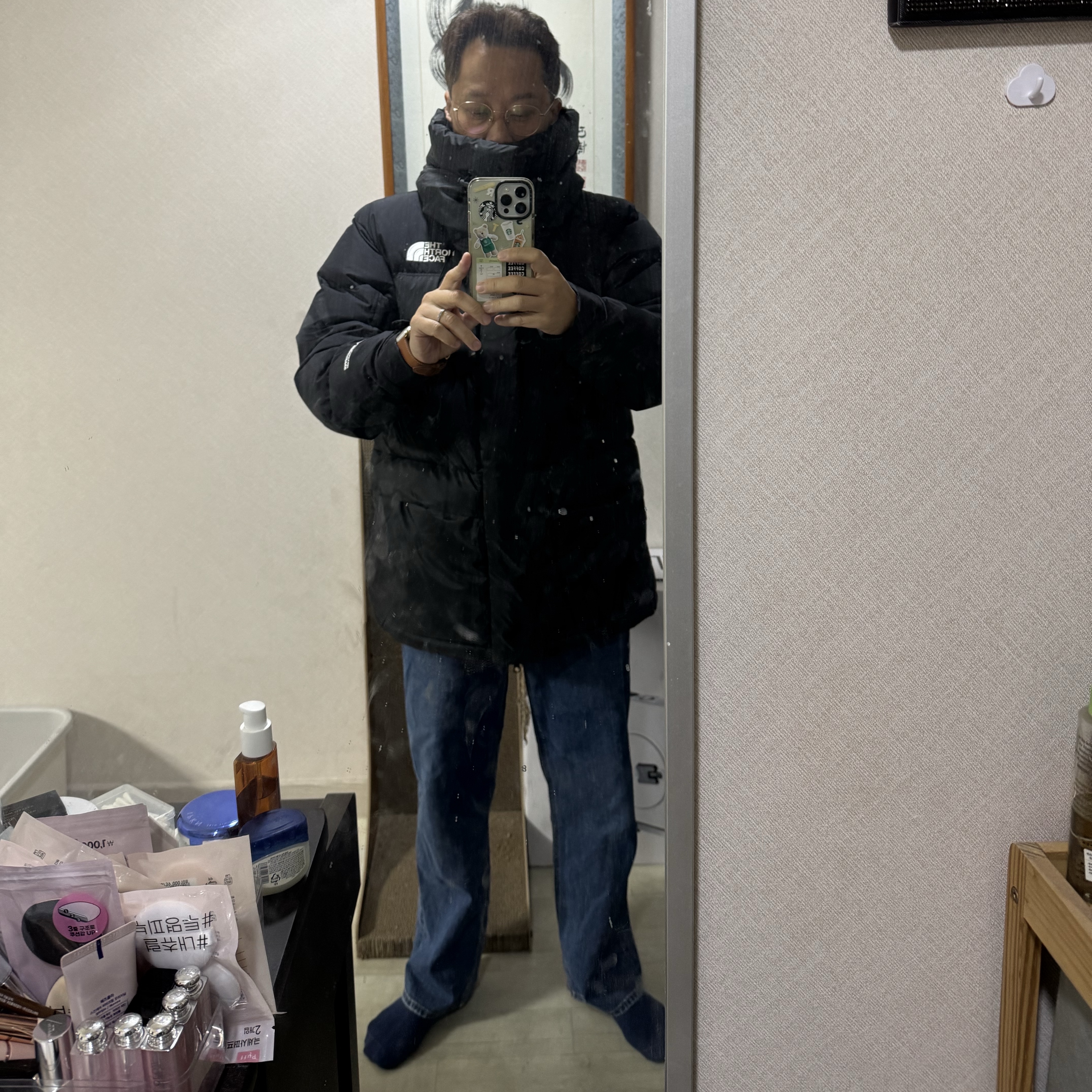 The North Face 1994 Retro Him Down Parka Black 착용 스타일