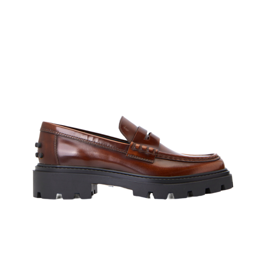 (W) Tod's Leather Loafers Brown