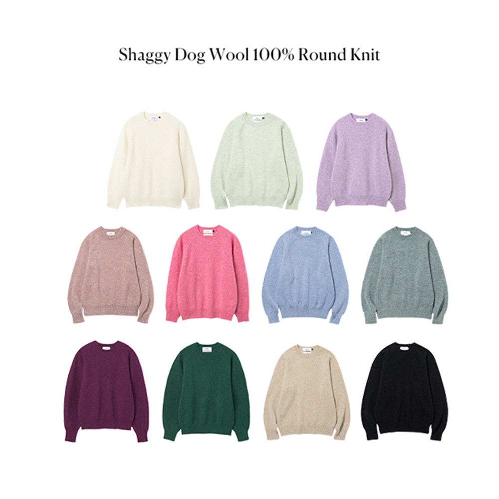 니티드 쉐기독 울 100% 라운드 니트 핑크(Knitted Shaggy Dog Wool 100% Round Knit Pink) - 2