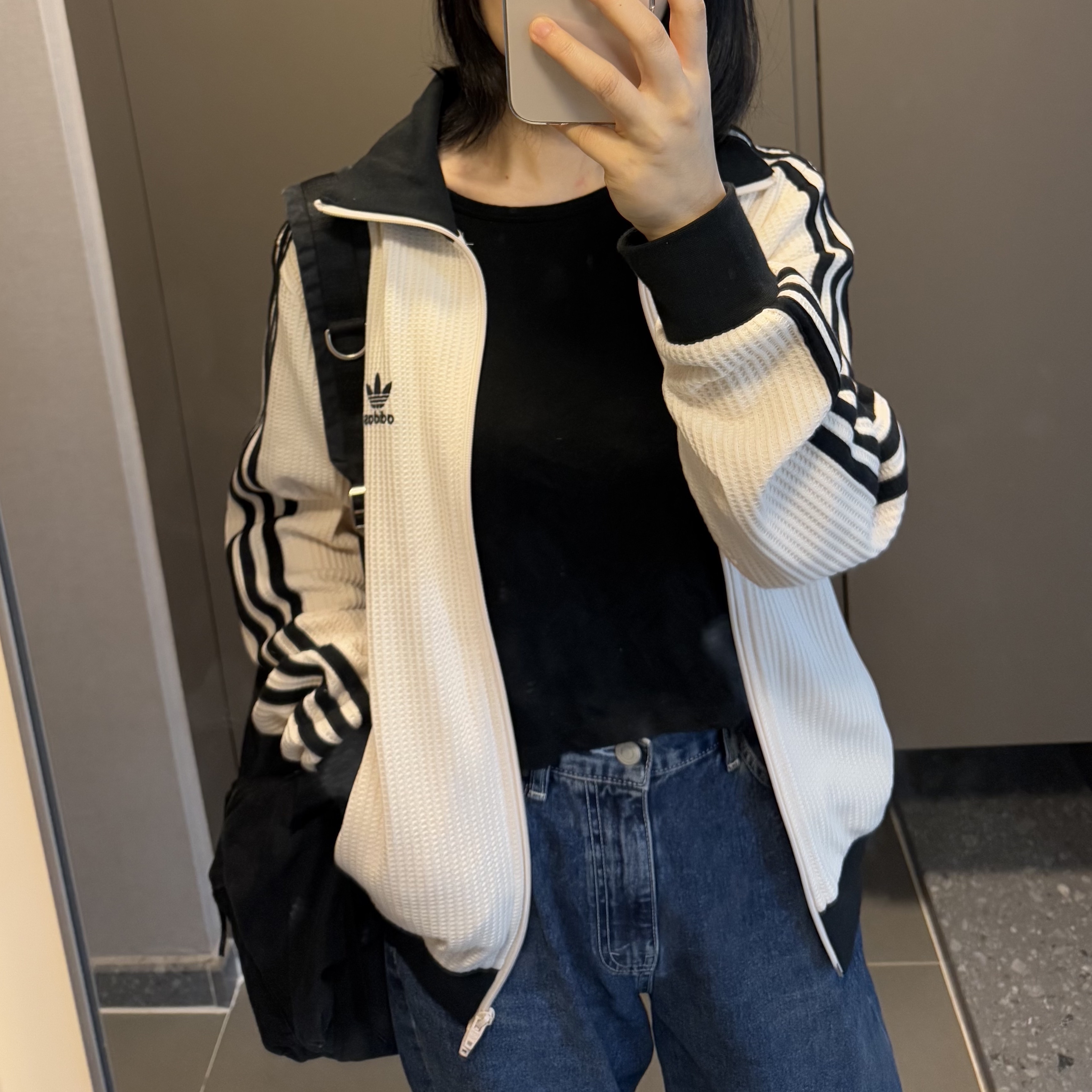 Adidas Waffle Beckenbauer Track Top Wonder White - KR Sizing 착용 스타일 - 1