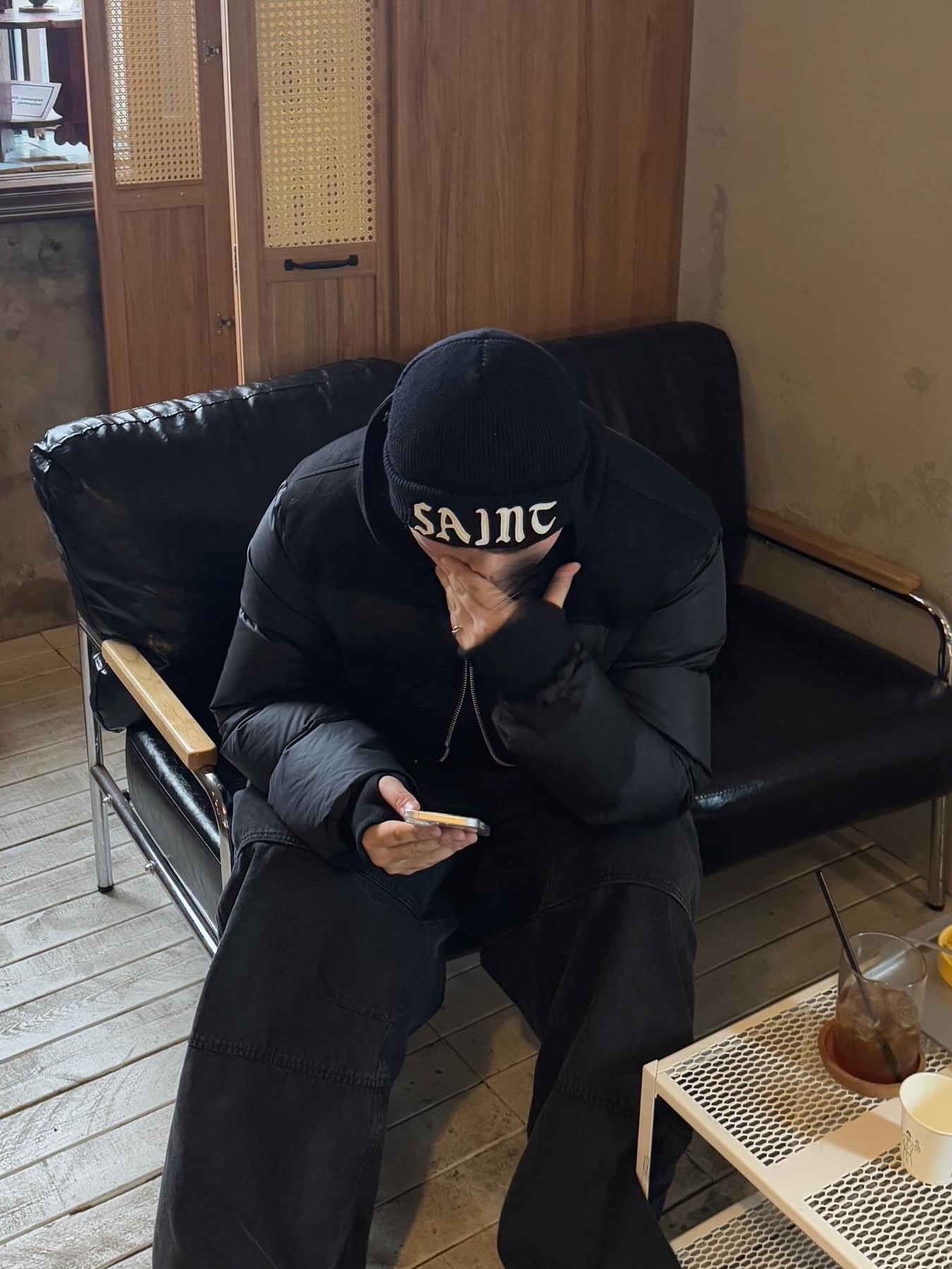 Saint Mxxxxxx Saint Knit Cap Black - 24AW 착용 스타일