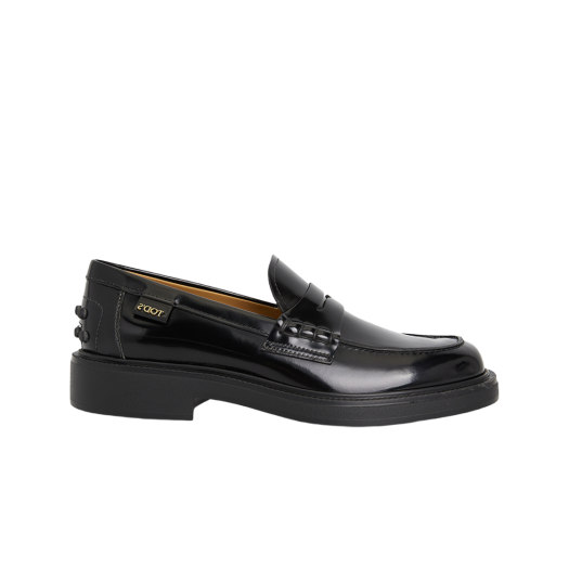 (W) Tod's Leather Loafers Black