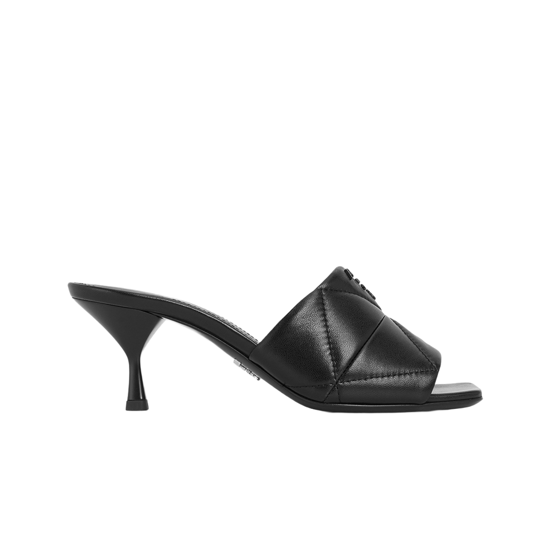 (W) 프라다 로고  퀼팅 샌들 힐 블랙((W) Prada Logo Quilted Sandals Heel Black) - 1