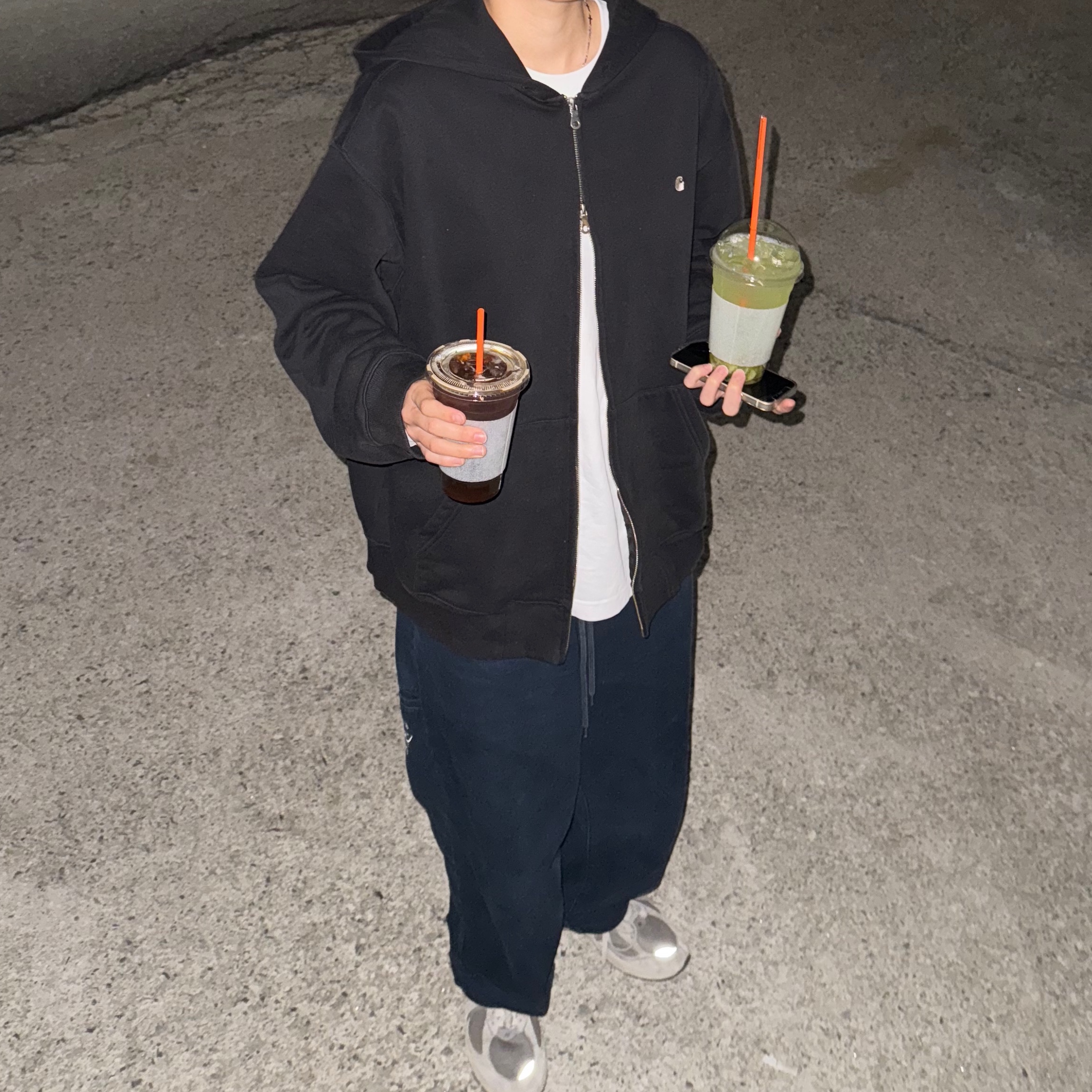 Nike Air Force 1 '07 Low White, The North Face White Label Riverton On Ball Jacket Black 착용 스타일 - 7