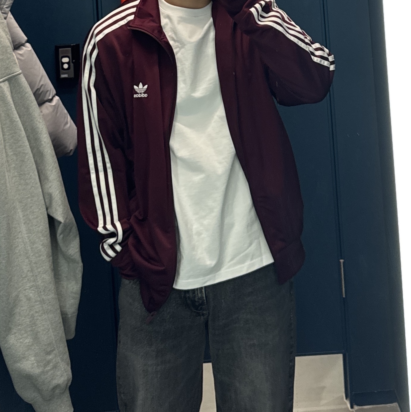 Adidas Adicolor Classic Firebird Track Top Maroon - KR Sizing 착용 스타일