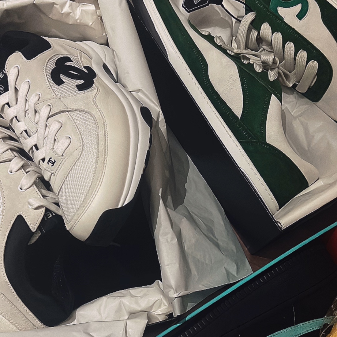Nike x Tiffany & Co. Air Force 1 Low SP 1837, Chanel Sneakers Suede Kidskin & Green White 착용 스타일