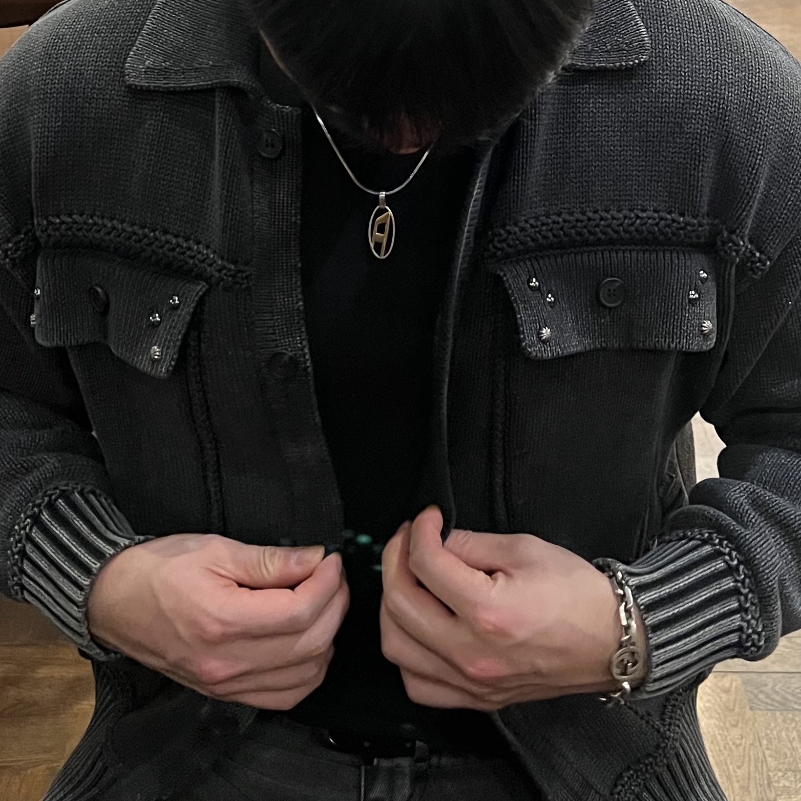 Diesel Dx1421 Two-Tone Stainless Steel Pendant Necklace Silver, Gucci Interlocking Bracelet 925 Sterling Silver Chain 착용 스타일