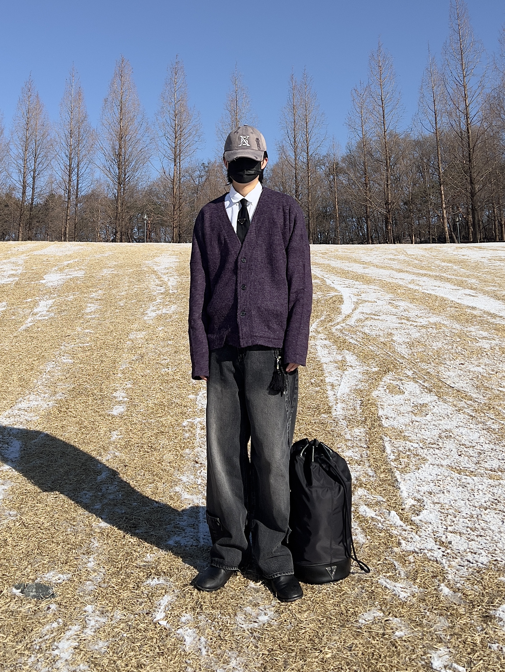 Prada Re-Nylon Gabardine Tie Black 착용 스타일 - 3