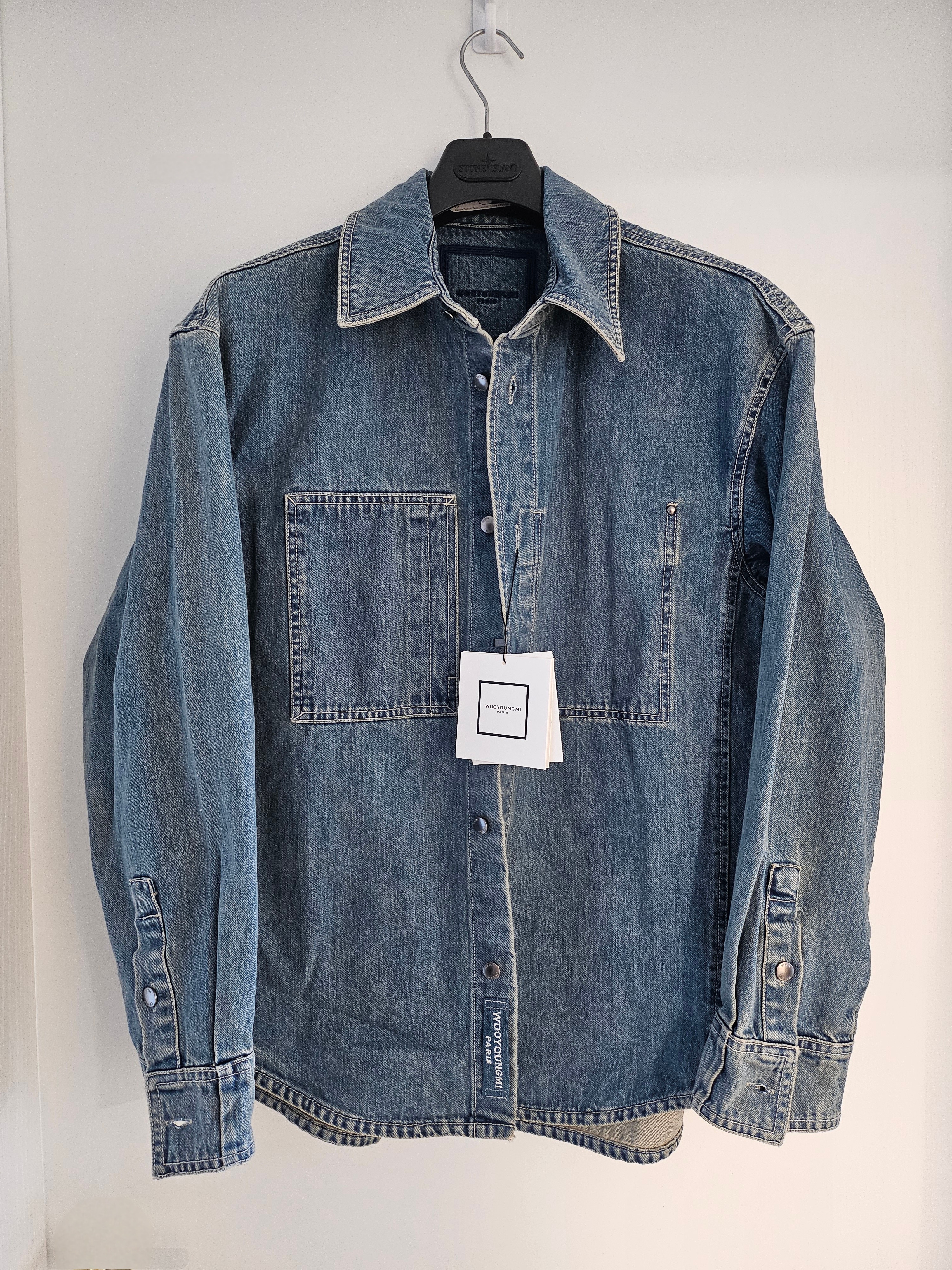 Wooyoungmi Denim Back Logo Shirt Blue - 24FW 착용 스타일 - 1