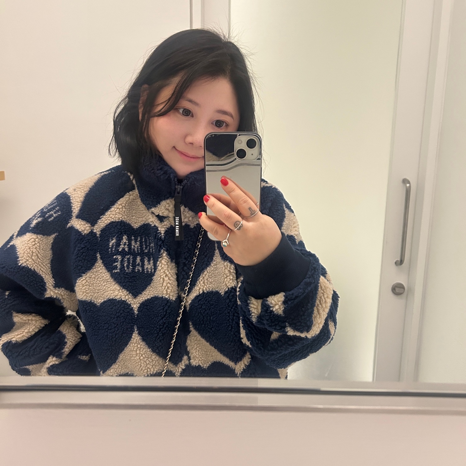 Human Made Heart Fleece Jacket Blue 착용 스타일 - 1