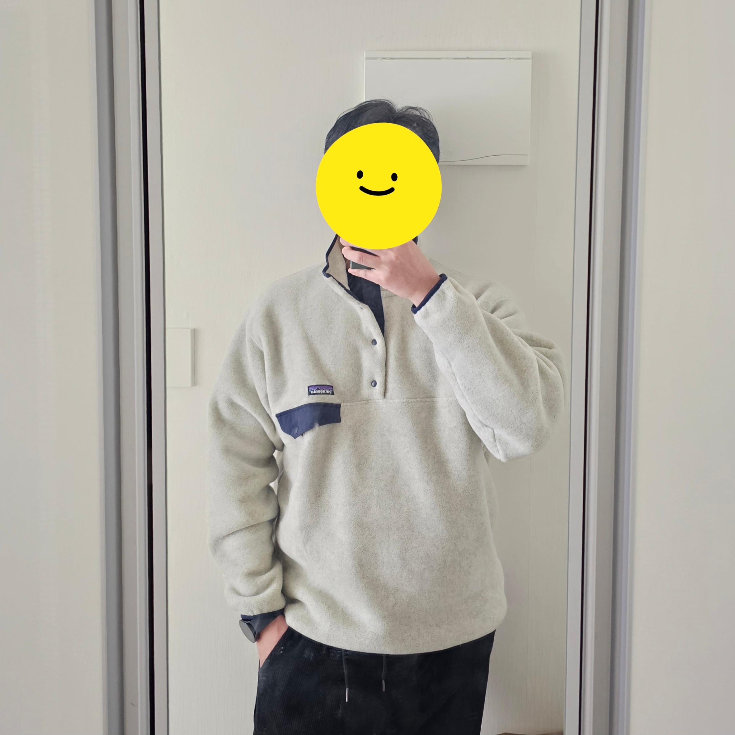 Patagonia Synchilla Snap-T Fleece Pullover Oatmeal Heather 착용 스타일