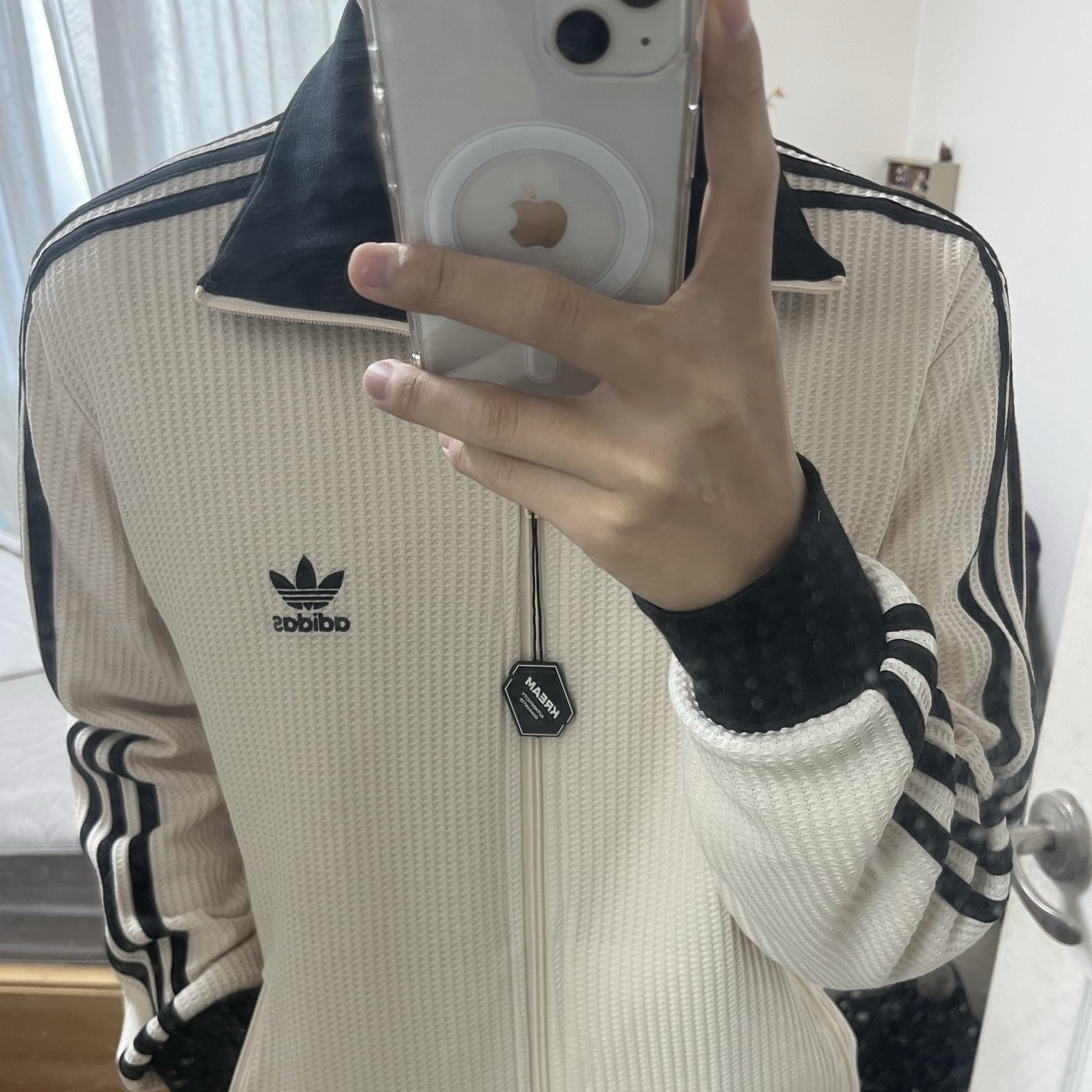 Adidas Waffle Beckenbauer Track Top Wonder White - KR Sizing 착용 스타일
