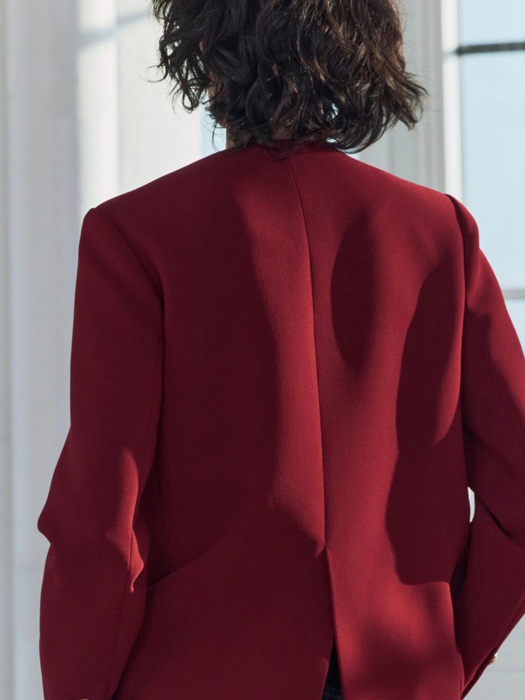 (W) Zara ZW Collection Button Blazer Burgundy 착용 스타일