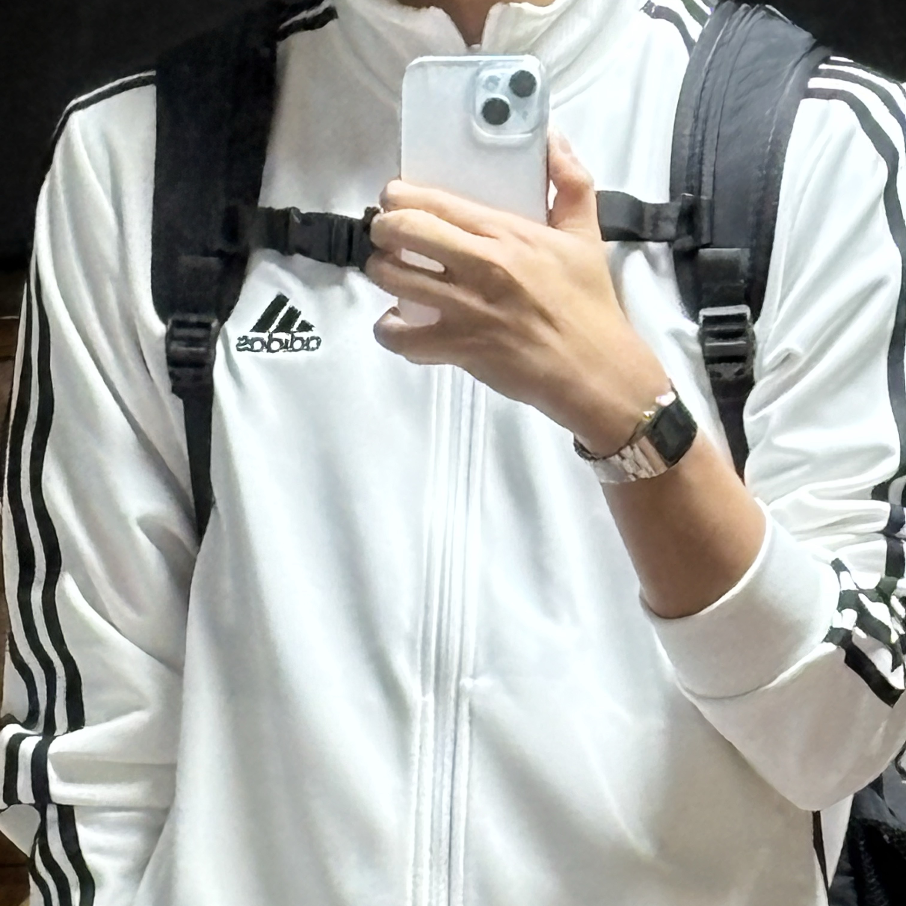 Adidas 3S Regular Fit Double Knit Track Top White - KR Sizing, Casio A-158WA-1 착용 스타일