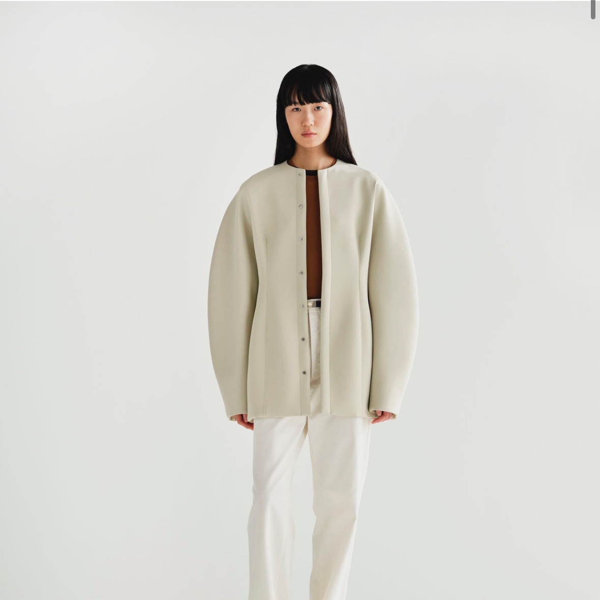 (W) Auralee Sponge Wool Twill Half Coat Top Navy - 25SS 착용 스타일 - 2