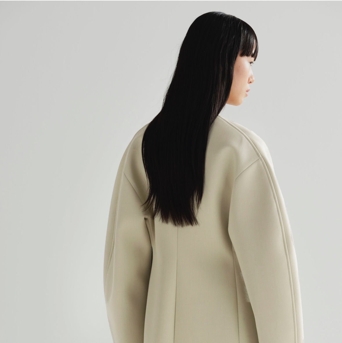(W) Auralee Sponge Wool Twill Half Coat Top Navy - 25SS 착용 스타일 - 4