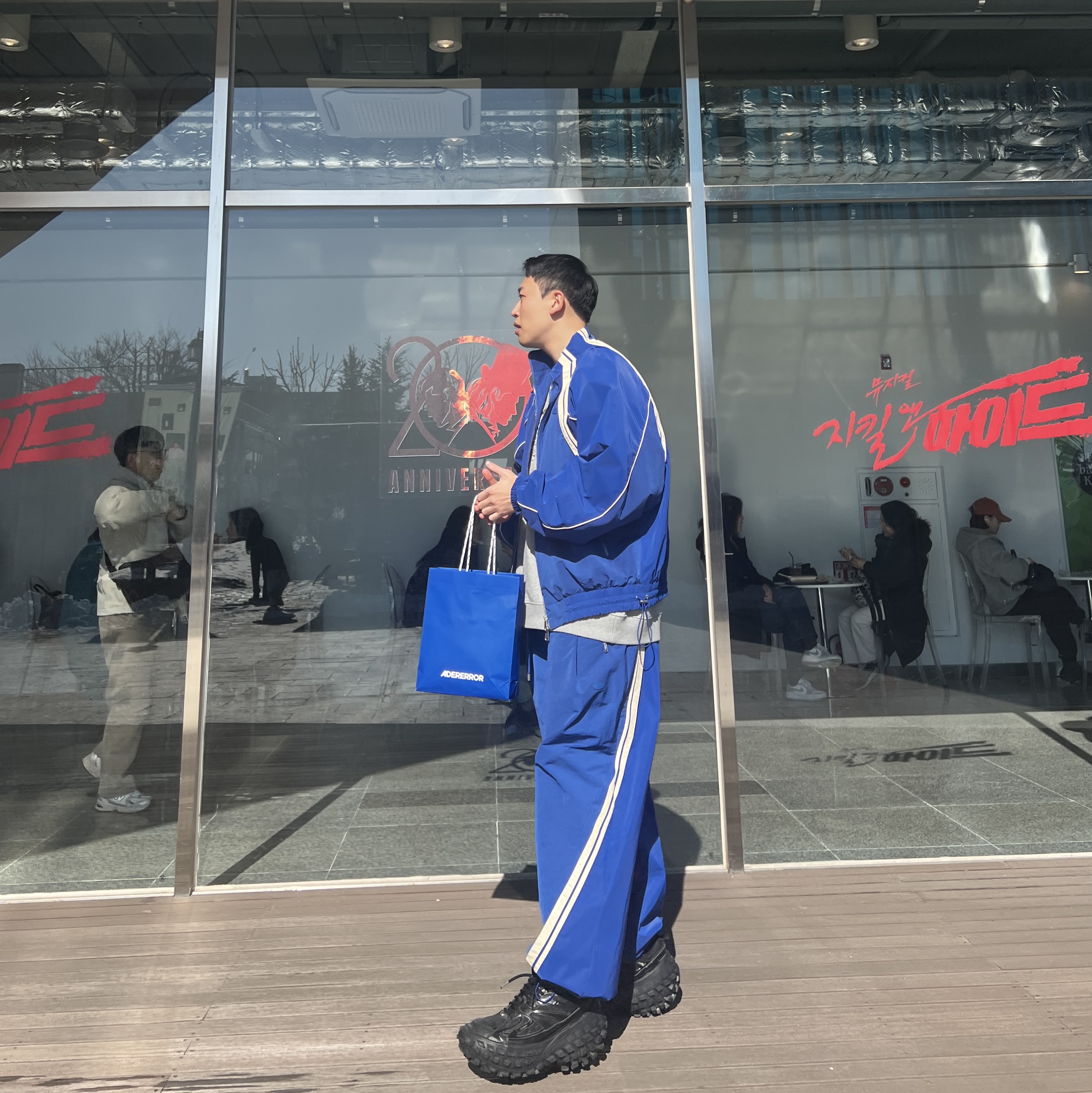 Ader Error Bashar Jumper Z-Blue, Ader Error Bashar Trousers Z-Blue 착용 스타일 - 1