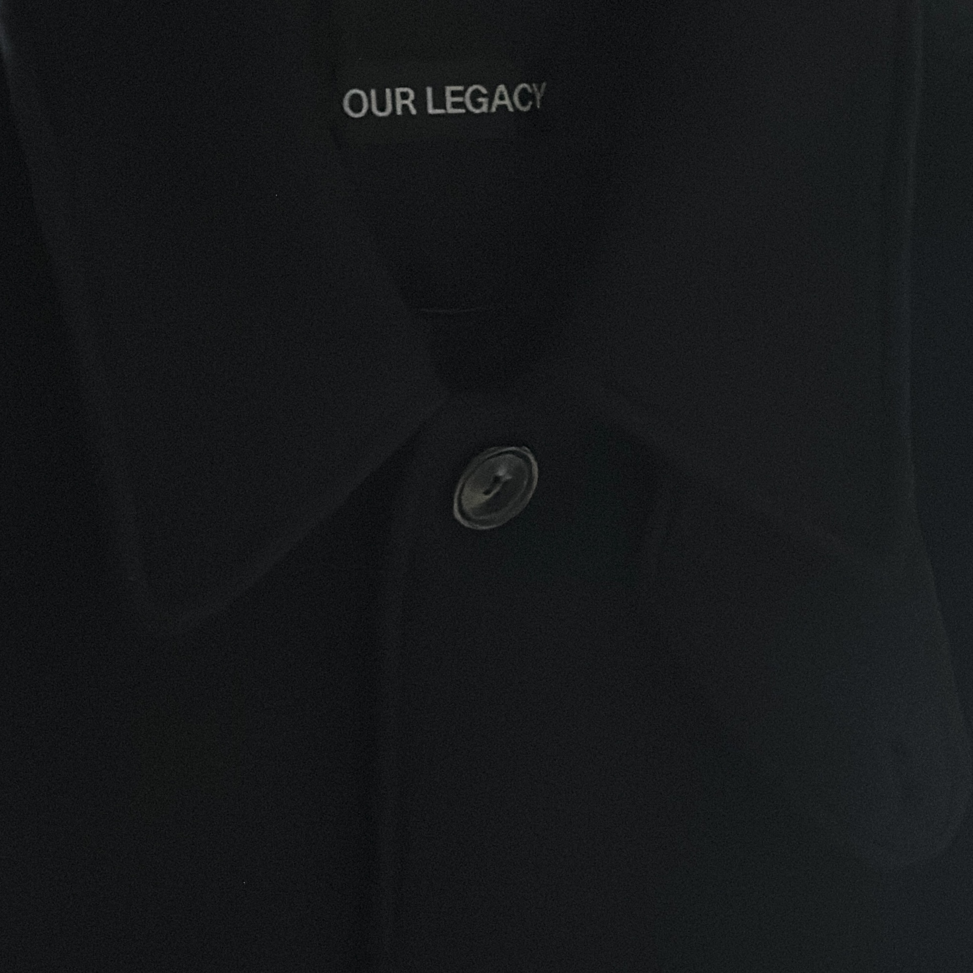 Our Legacy Black Slyly Herringbone Car Coat, STU Oversole Leather Loafer Black 착용 스타일 - 1
