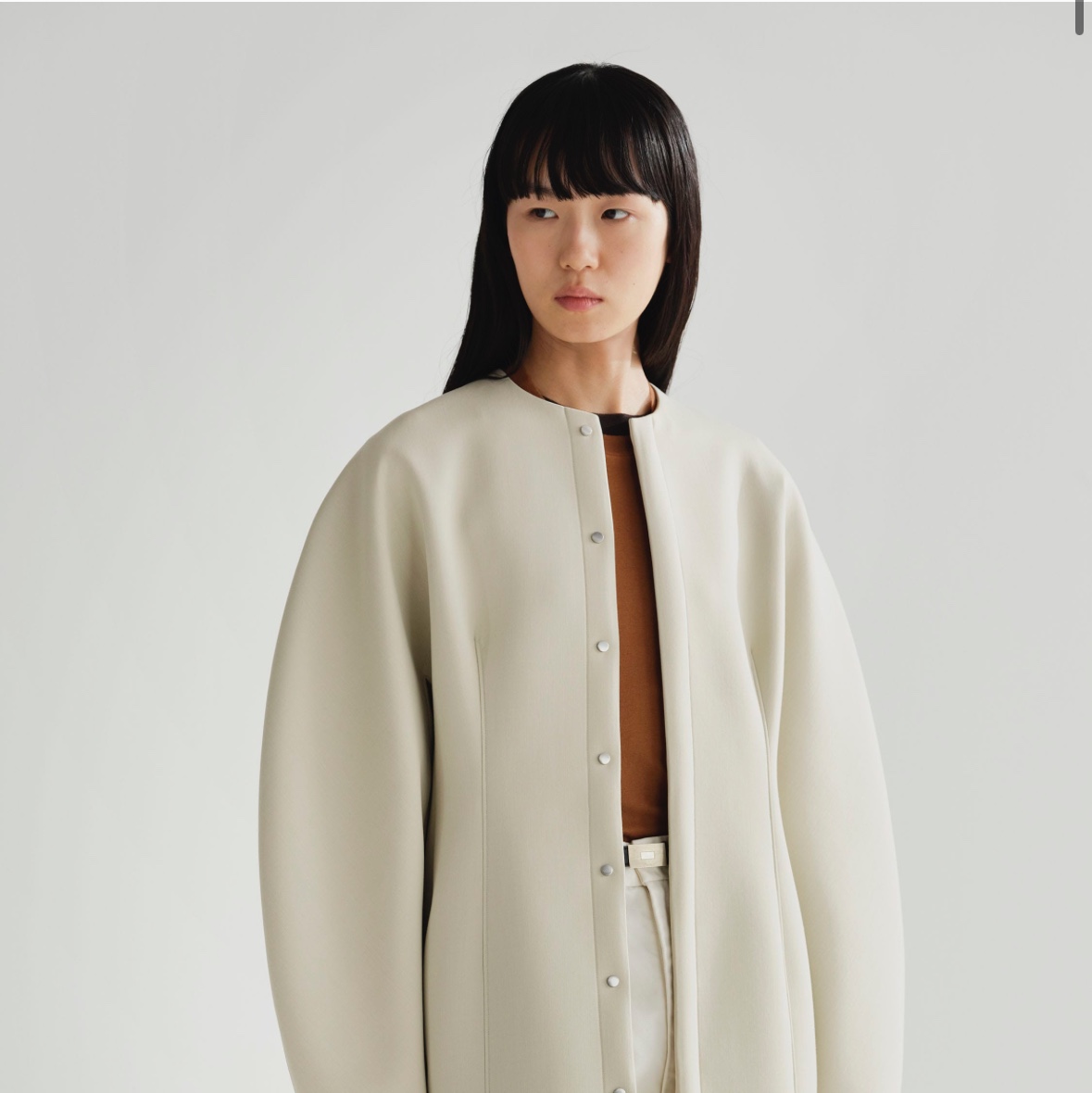 (W) Auralee Sponge Wool Twill Half Coat Top Navy - 25SS 착용 스타일 - 1