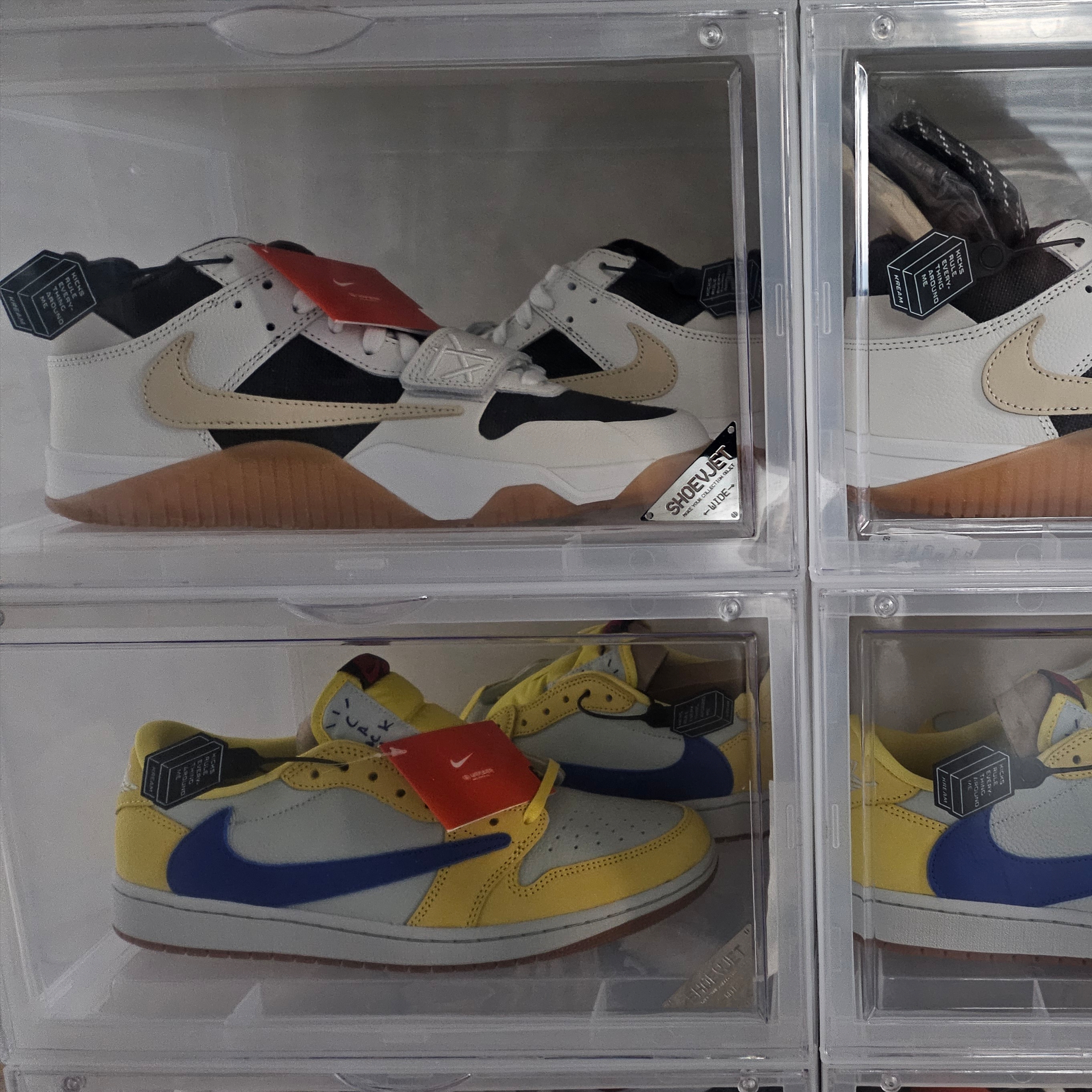 (W) Jordan 1 x Travis Scott Retro Low OG SP Canary, Jordan x Travis Scott Jumpman Jack TR Sail and Dark Mocha 착용 스타일