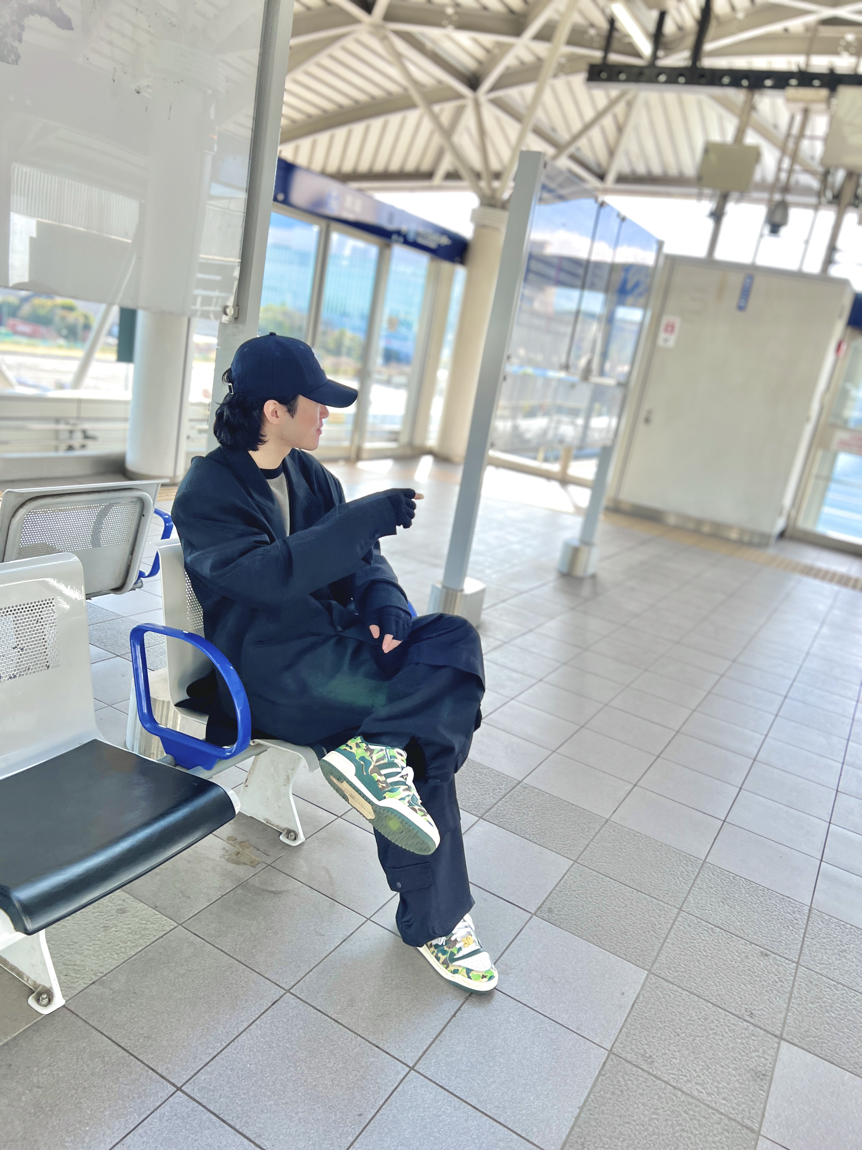 Mahagrid x Evangelion Rei Knit Black, C.P. Company Nylon B Tote Bag Ivy Green - 24FW 착용 스타일 - 3
