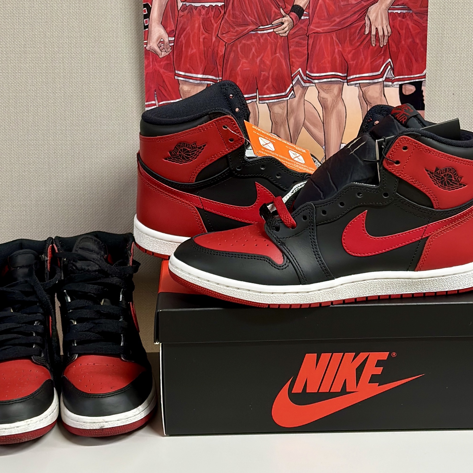 Jordan 1 High 85 Bred, (GS) Jordan 1 Retro High OG Bred Banned 2016 착용 스타일