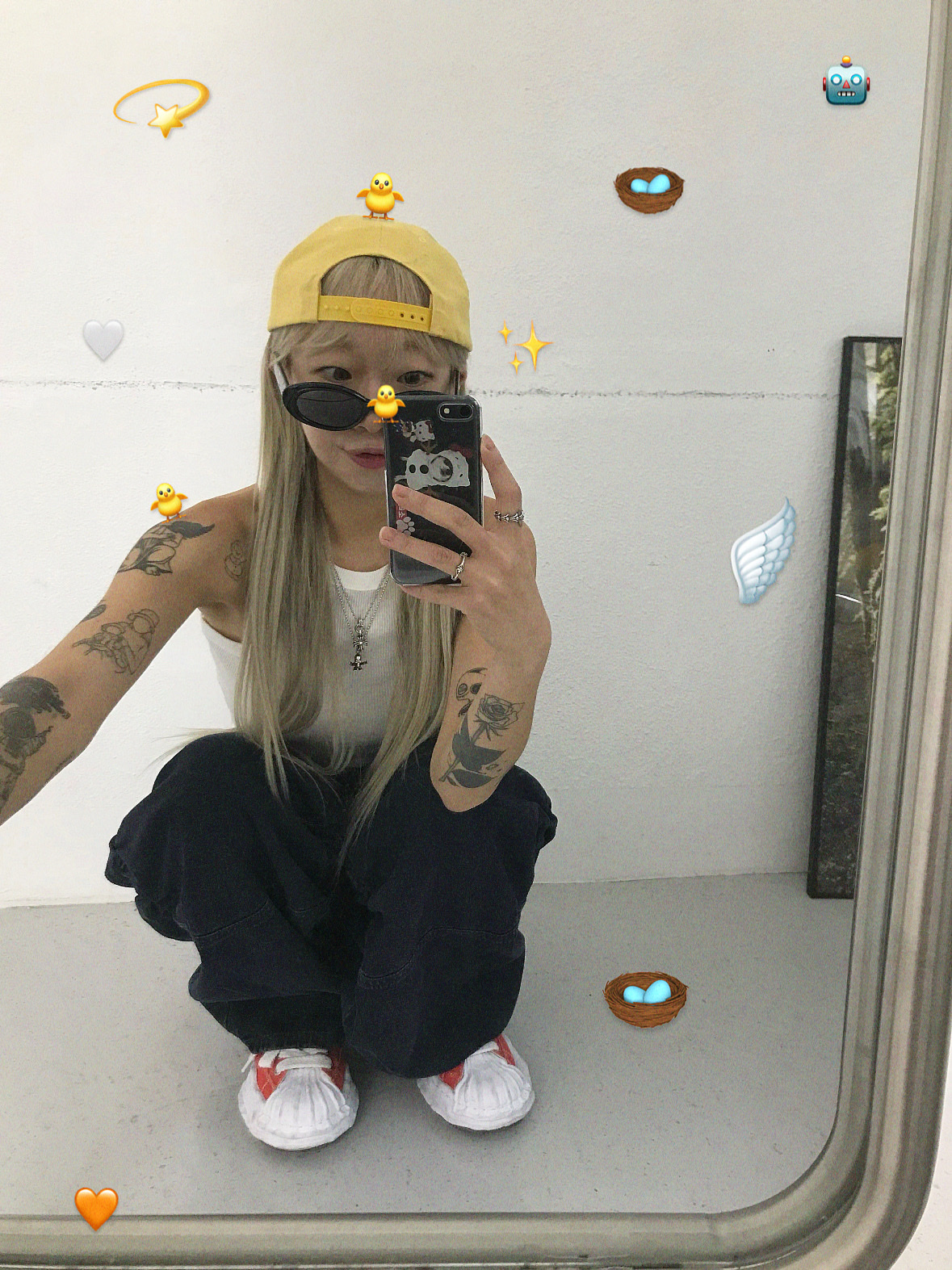 Stussy Chenille S Low Pro Cap Mustard, Maison Mihara Yasuhiro Blakey OG Sole Canvas Low-top Sneakers Orange 착용 스타일