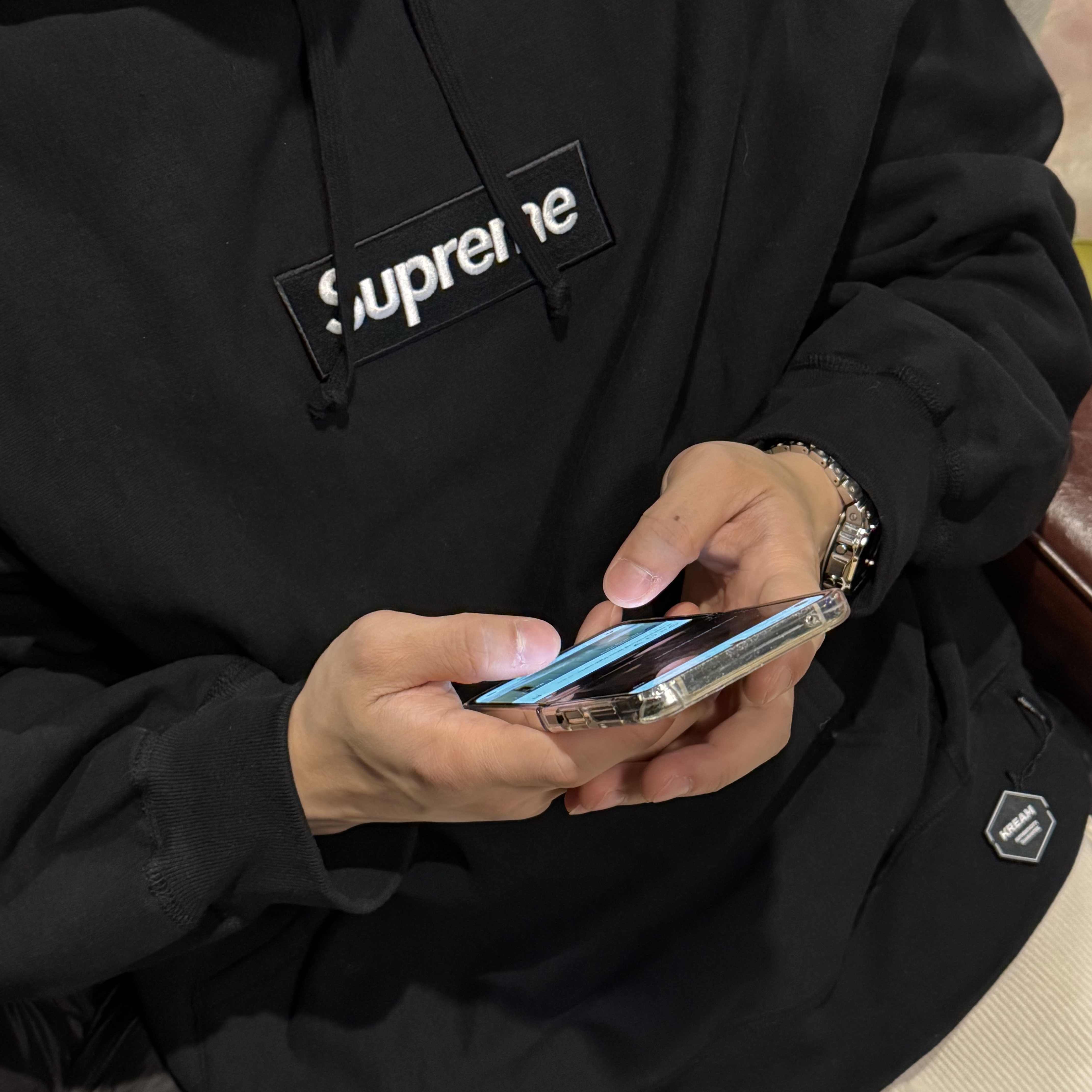 Supreme Box Logo Hooded Sweatshirt Black - 24FW 착용 스타일
