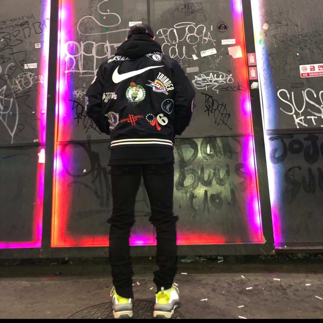 Supreme x Nike NBA Teams Warm-Up Jacket Black - 18SS 착용 스타일
