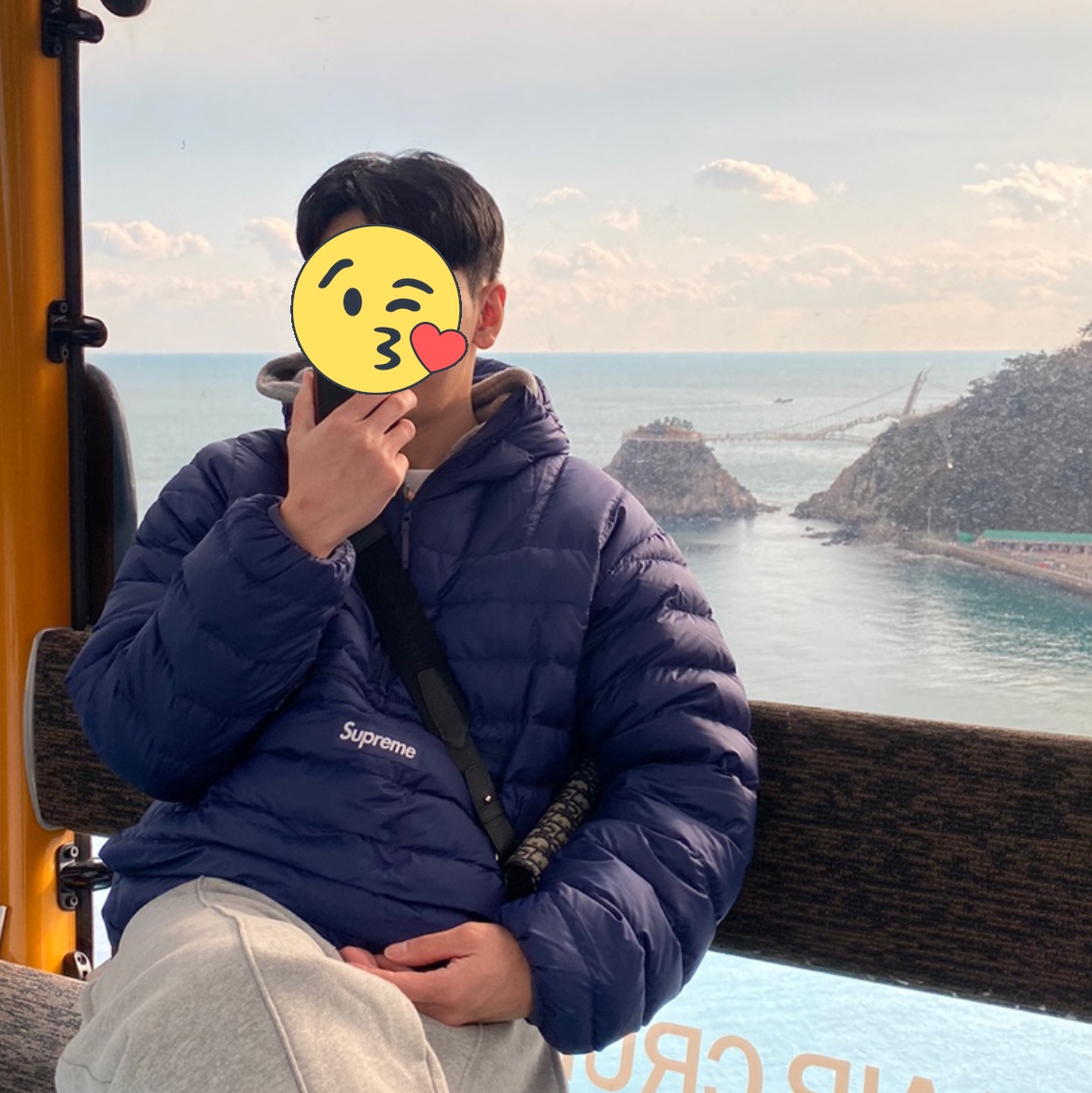 Supreme Micro Down Half Zip Hooded Pullover Navy - 24FW 착용 스타일 - 2