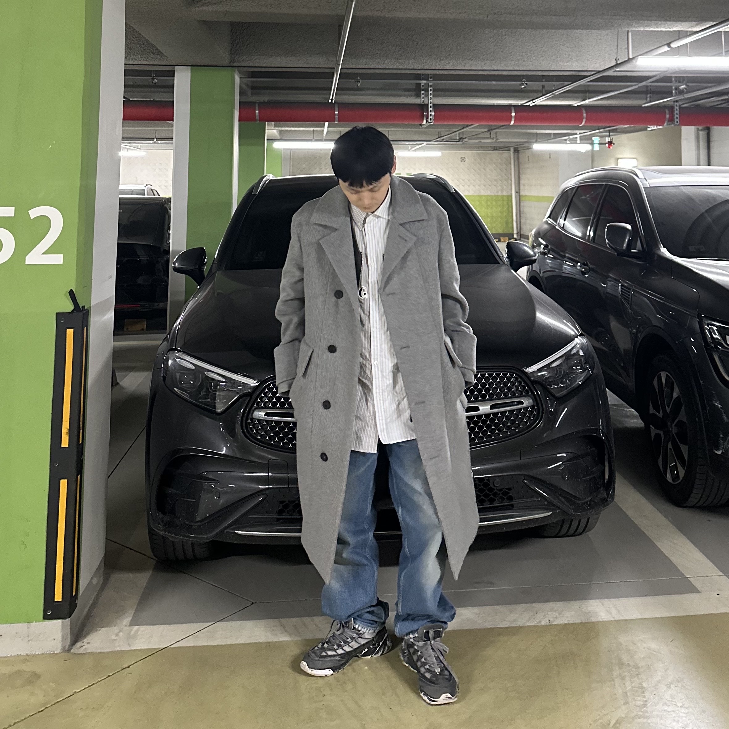 Wooyoungmi Wool Blend Belted Coat Grey - 24FW 착용 스타일 - 3
