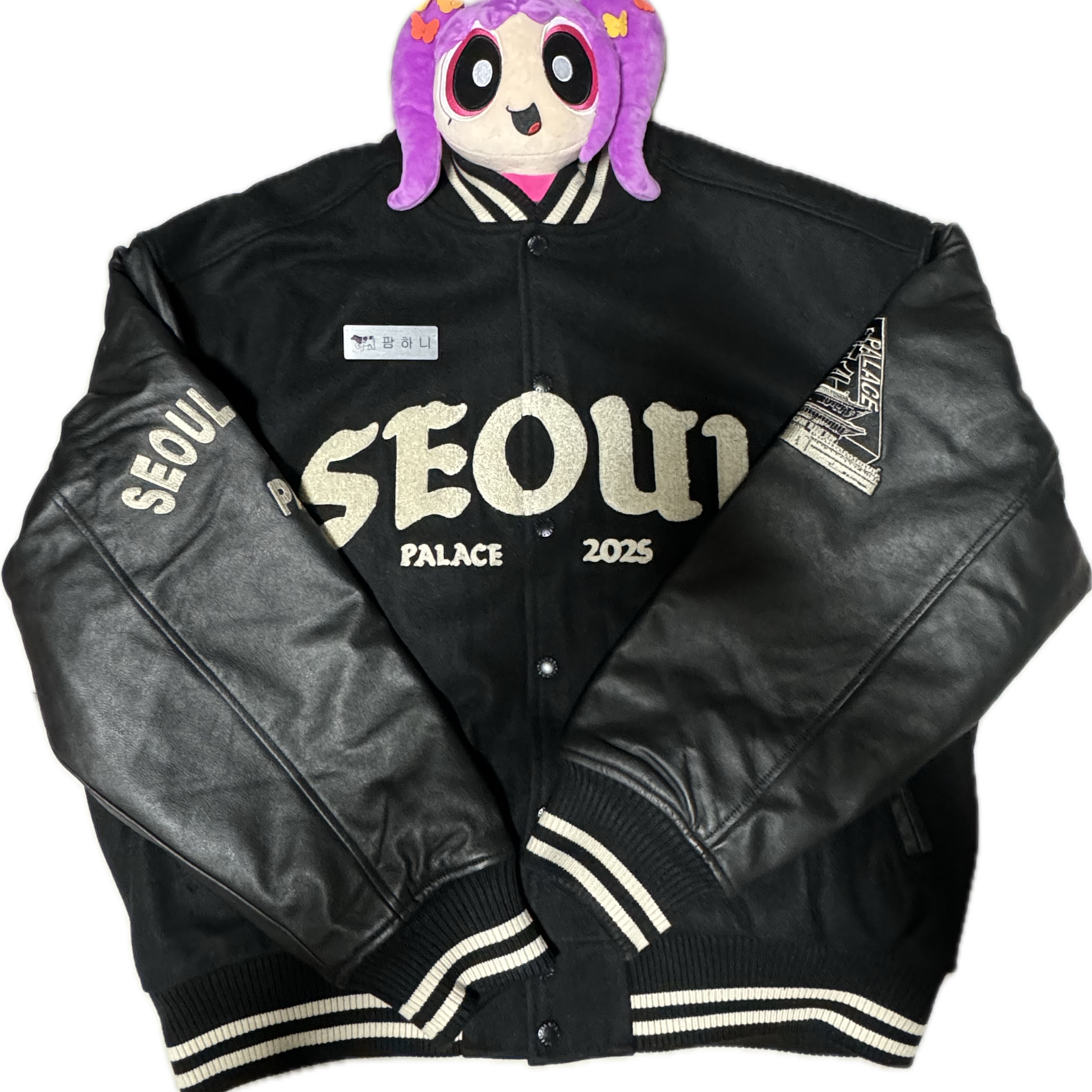 Palace Seoul 2 Seoul Varsity Jacket Black - 25SS, Newjeans x The Powerpuff Girls Doll Medium Hanni 착용 스타일