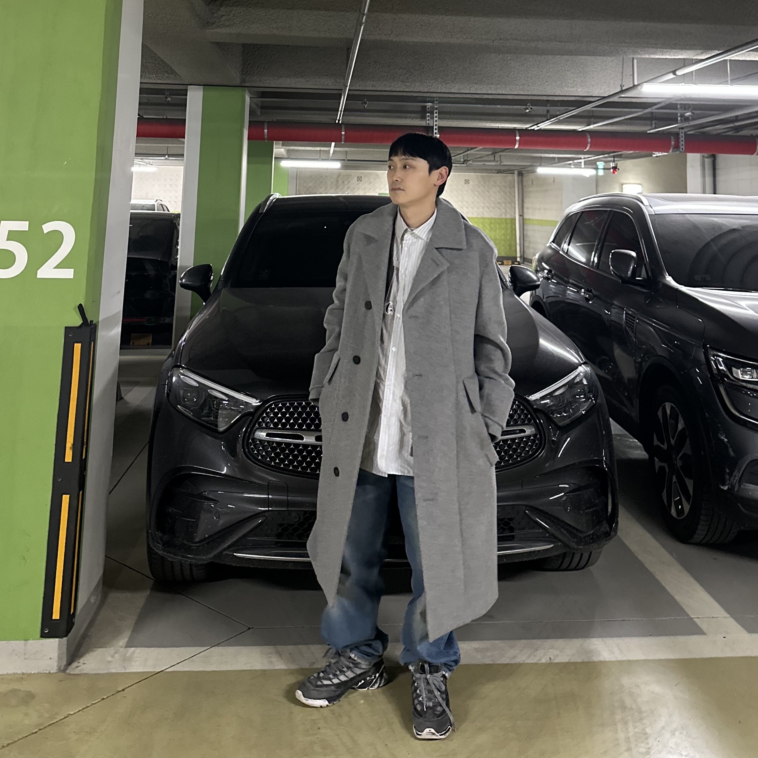 Wooyoungmi Wool Blend Belted Coat Grey - 24FW 착용 스타일 - 2