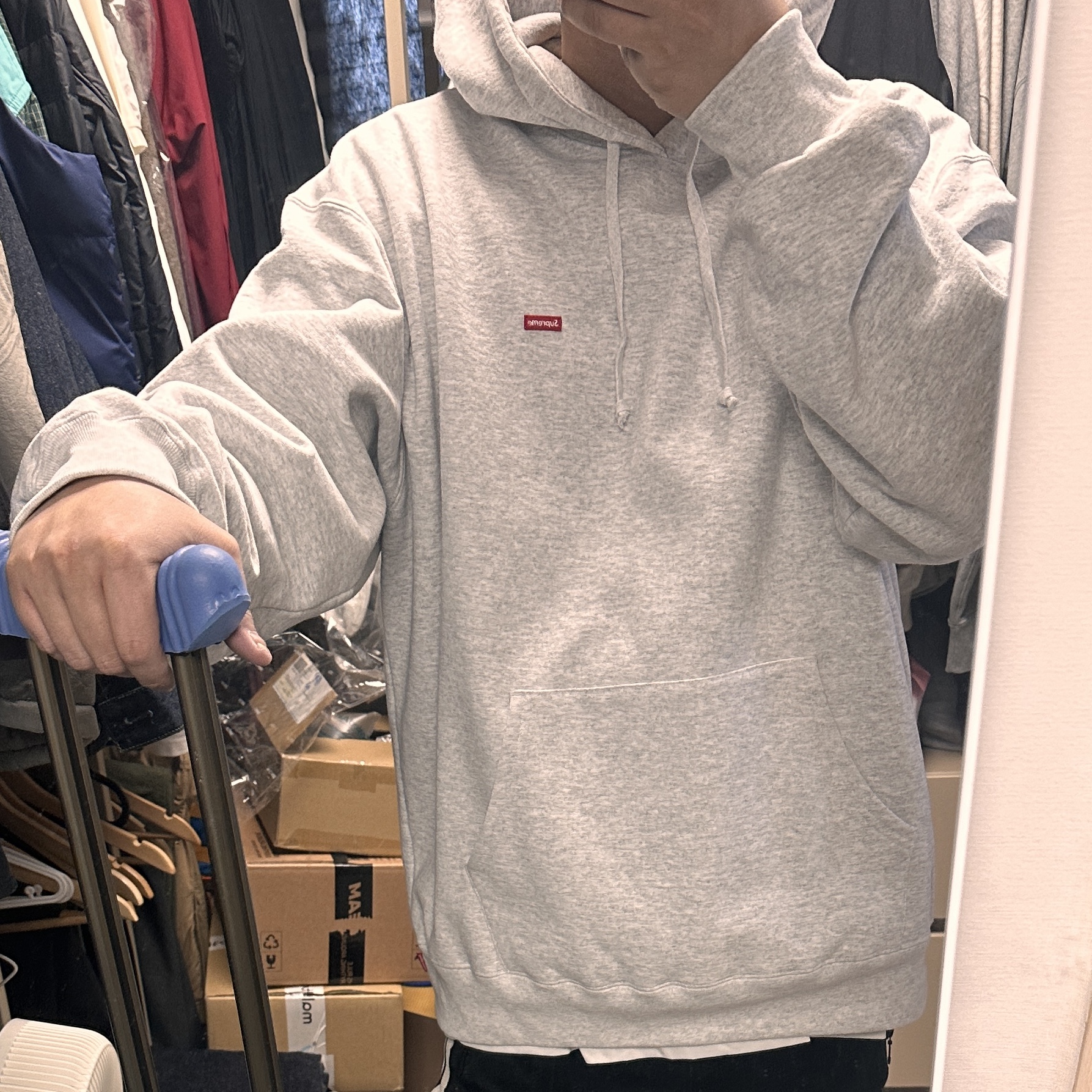 Supreme Small Box Hooded Sweatshirt Ash Grey - 24FW 착용 스타일