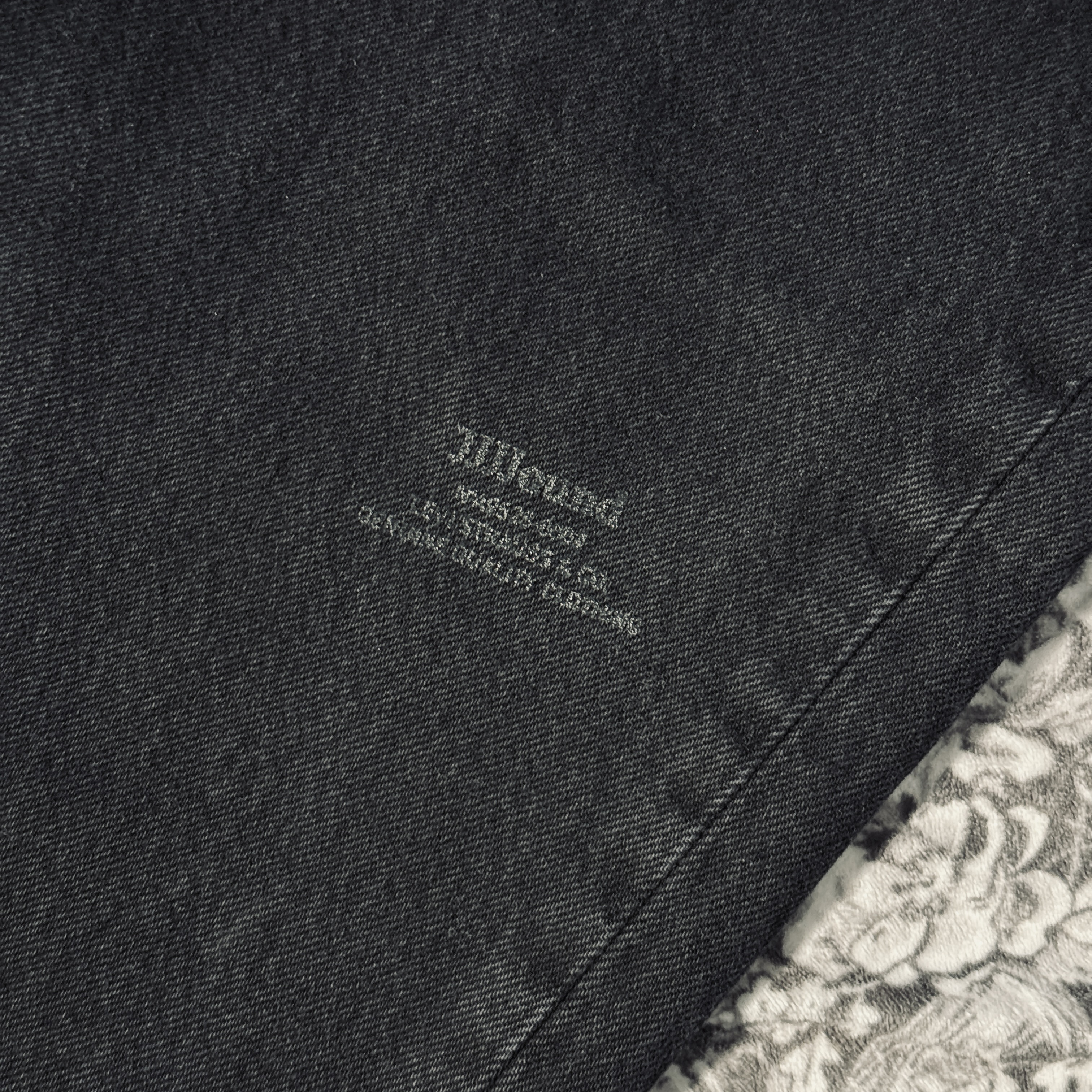 Levi's x JJJJound 501 93 Jean Black Overdye, Kapital Ashland Stripe & Bone Fleece Zip Blouson Purple 착용 스타일 - 2
