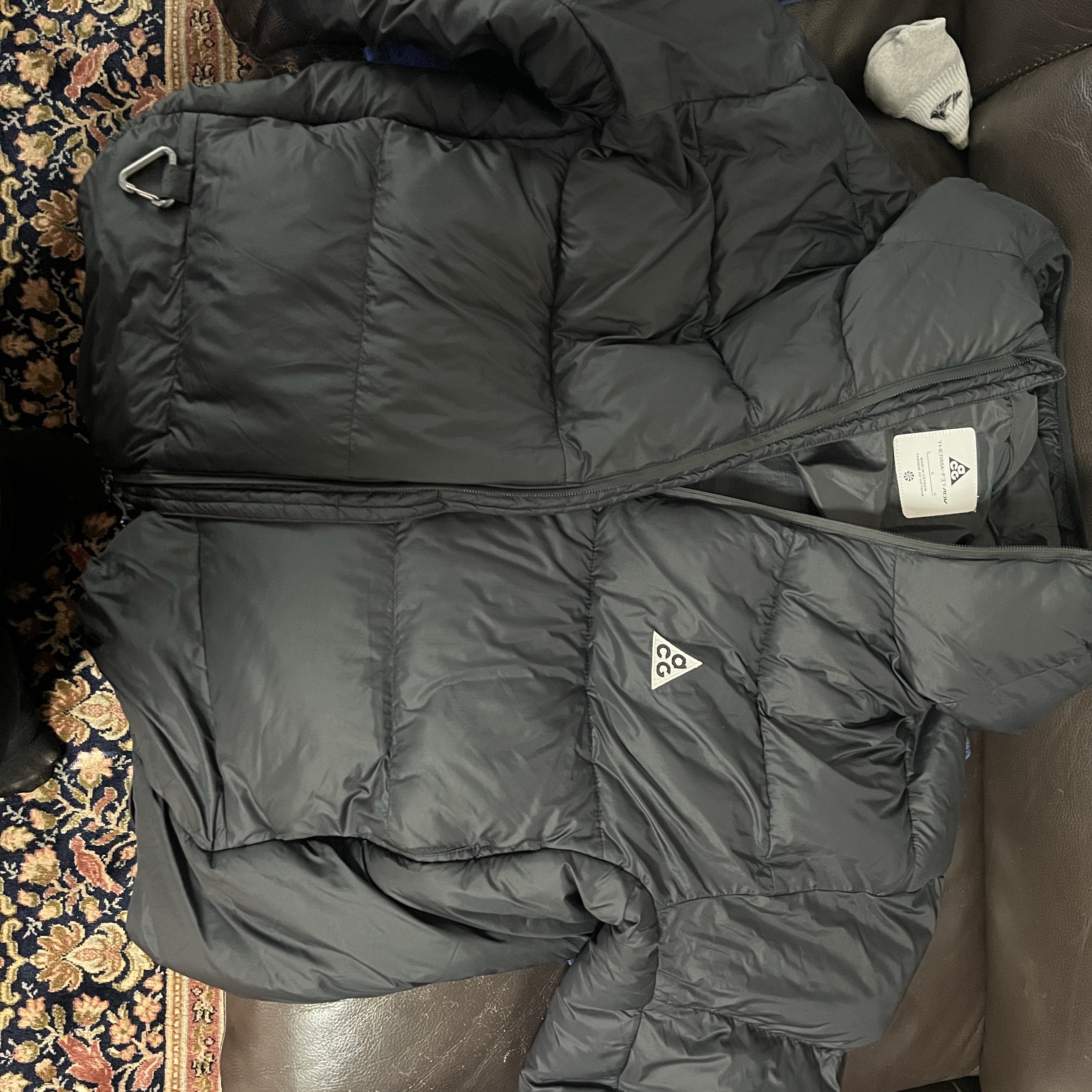 Nike ACG Therma-Fit ADV Lunar Lake Loose Hooded Jacket Black Summit White - Asia 착용 스타일
