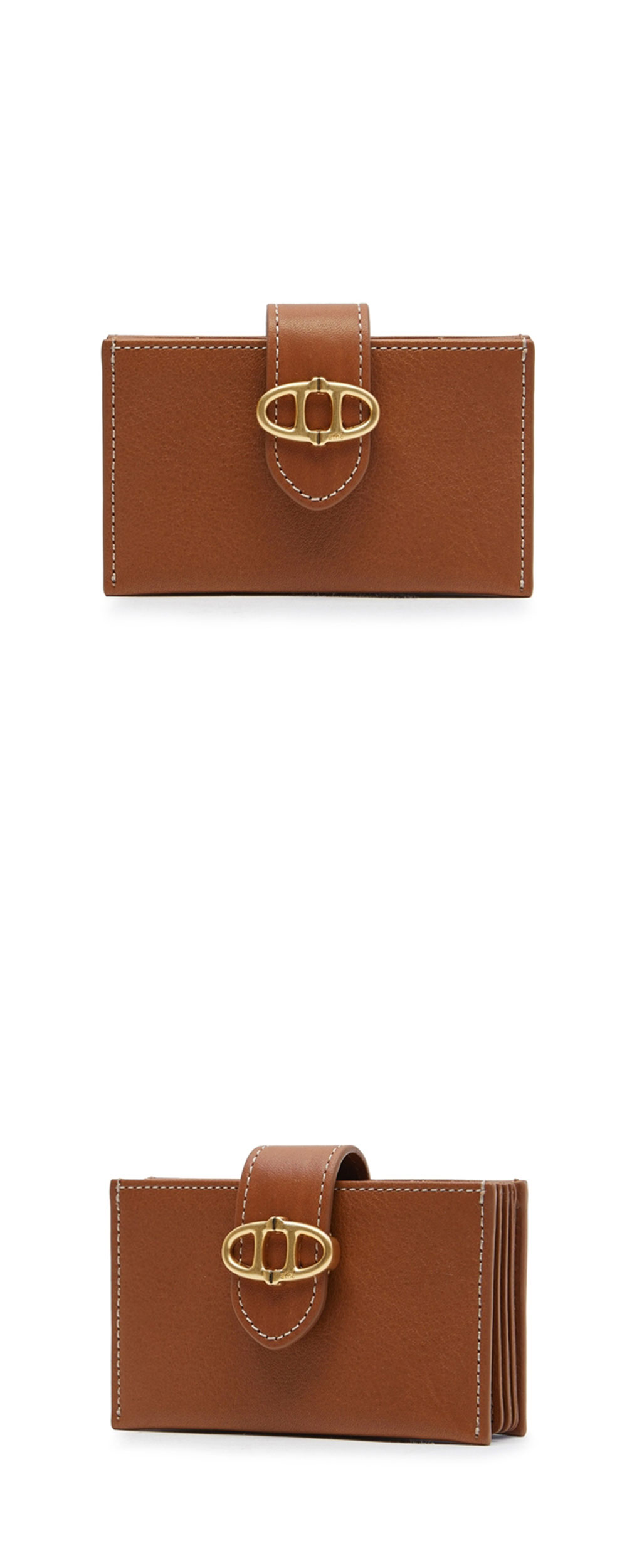 아떼바네사브루노 알렉산드라 레더 아코디언 카드지갑 브라운