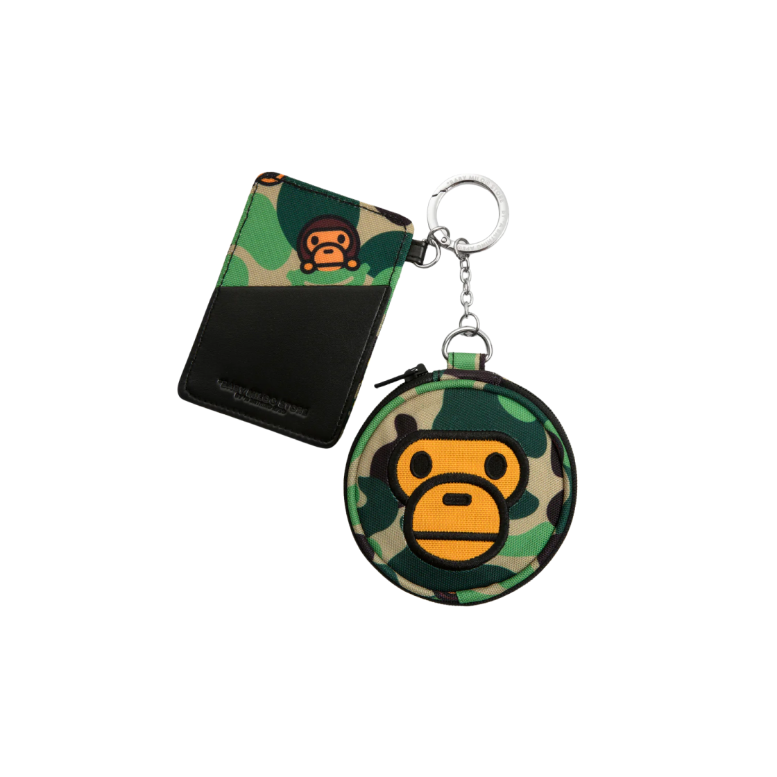 베이프 베이비 마일로 미러 카드 홀더 키체인 그린 블랙 | BAPE | KREAM