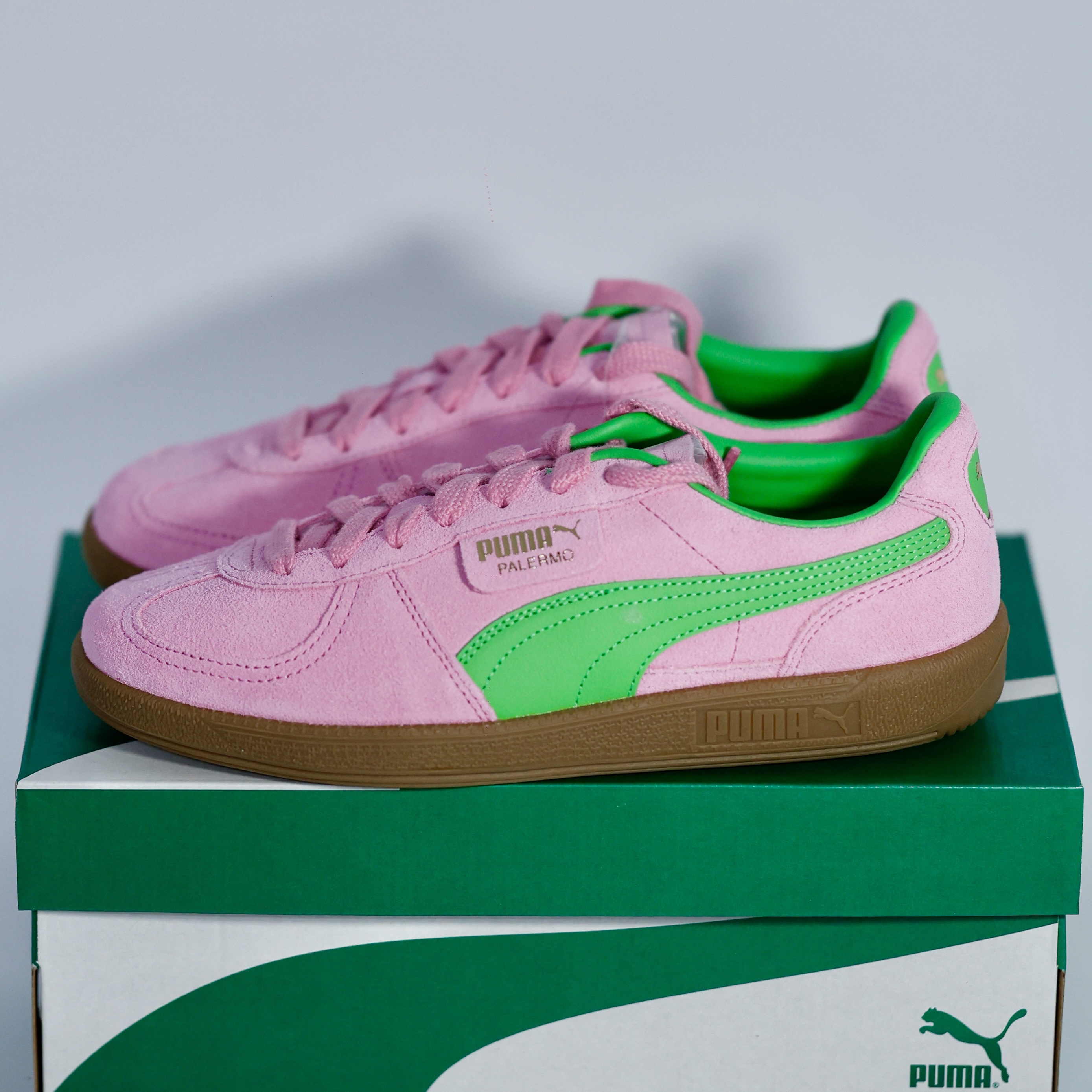 Puma Palermo Special Pink Delight Green 착용 스타일 - 2