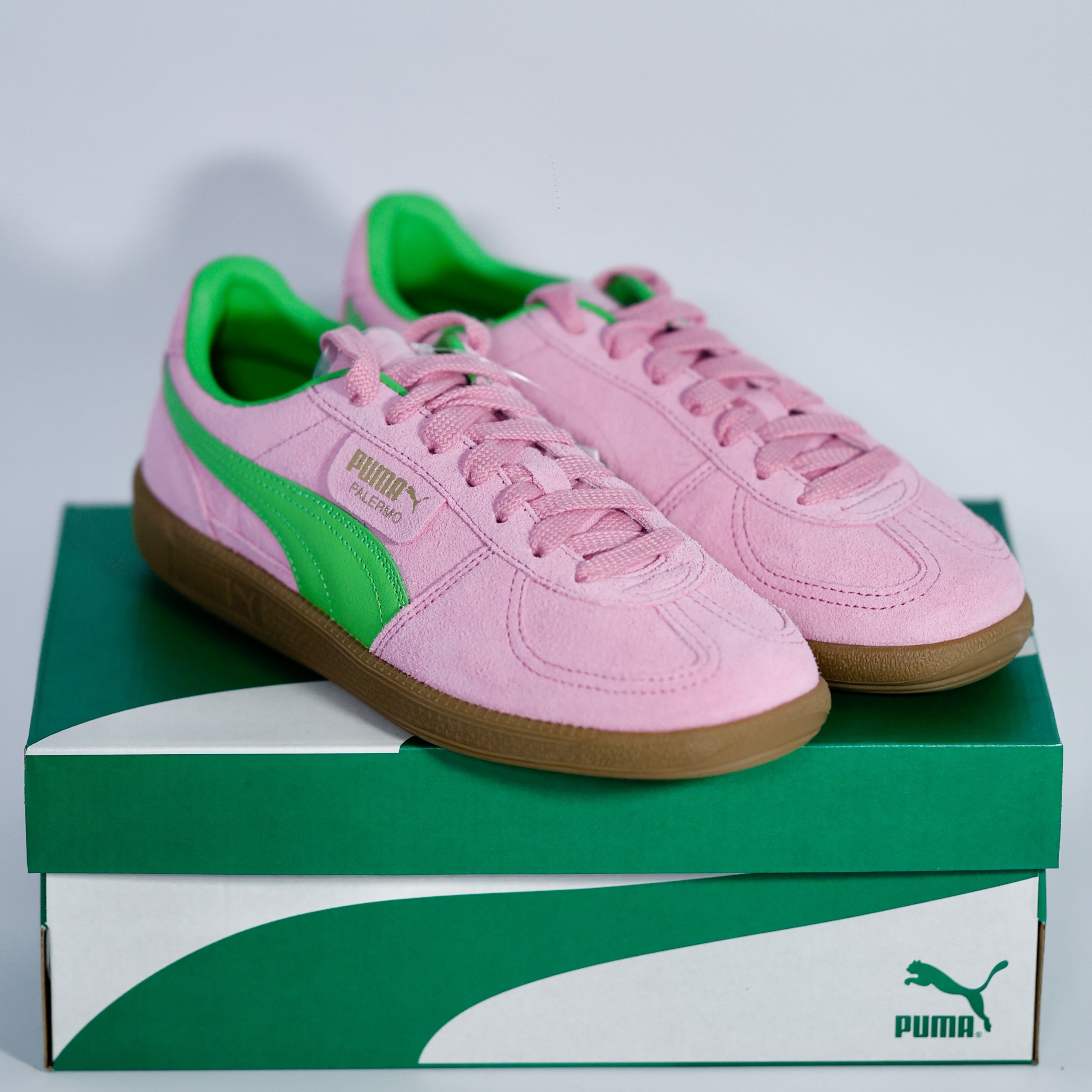 Puma Palermo Special Pink Delight Green 착용 스타일 - 1