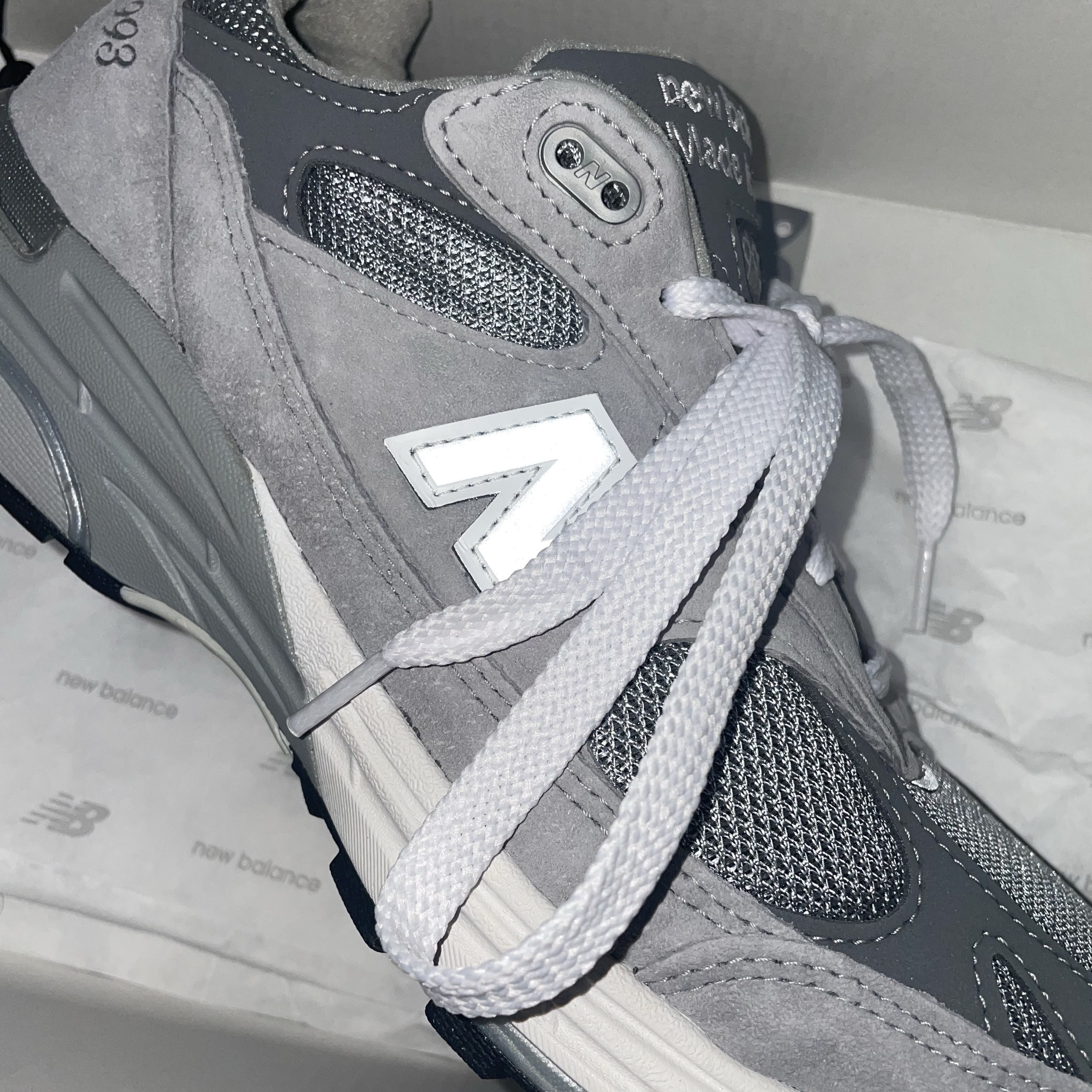 New Balance 993 Made in USA Grey - D Standard 착용 스타일 - 1