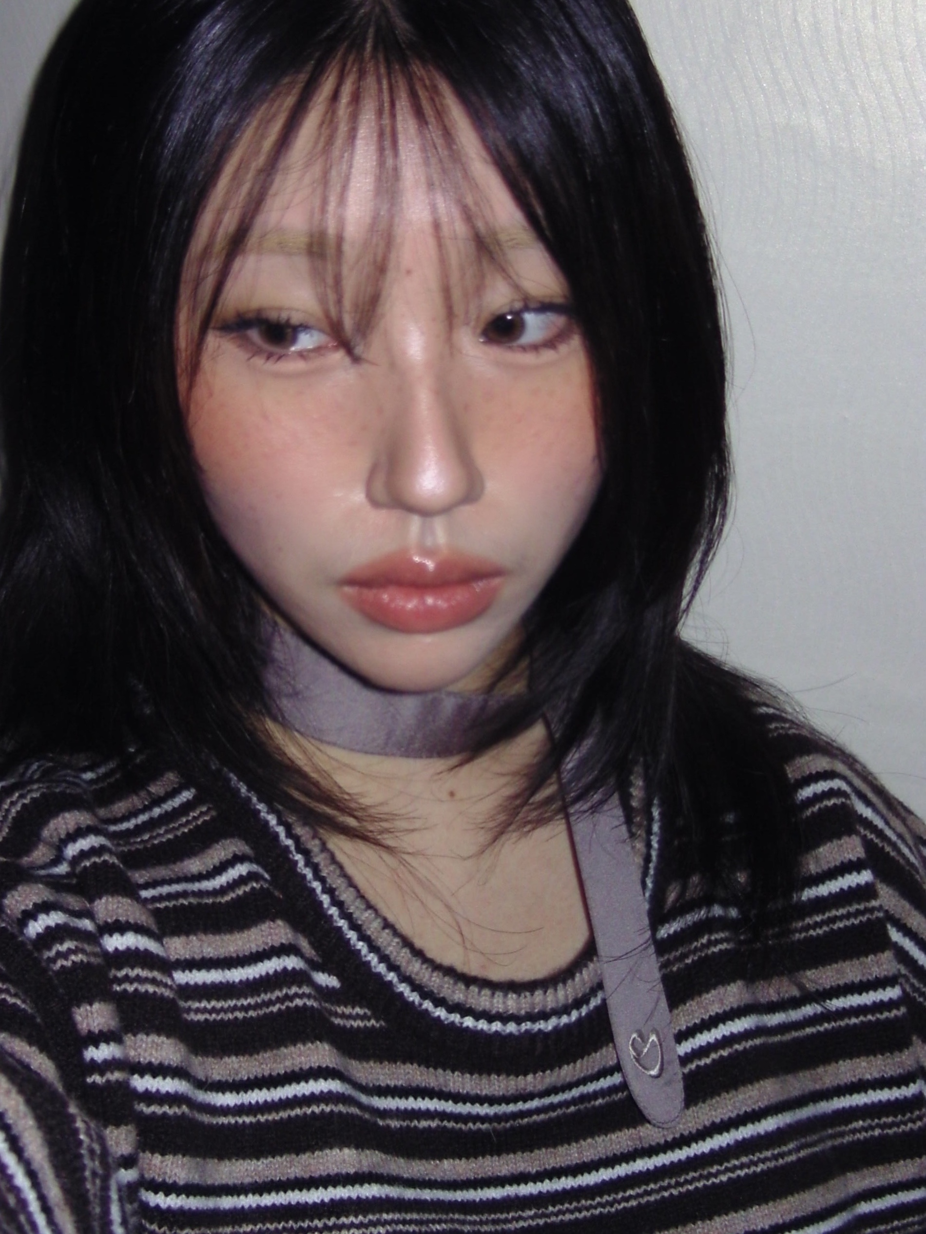 Coyseio Coy Stripe Knit Brown, Coyseio S2 Scarf Cocoa 착용 스타일 - 3