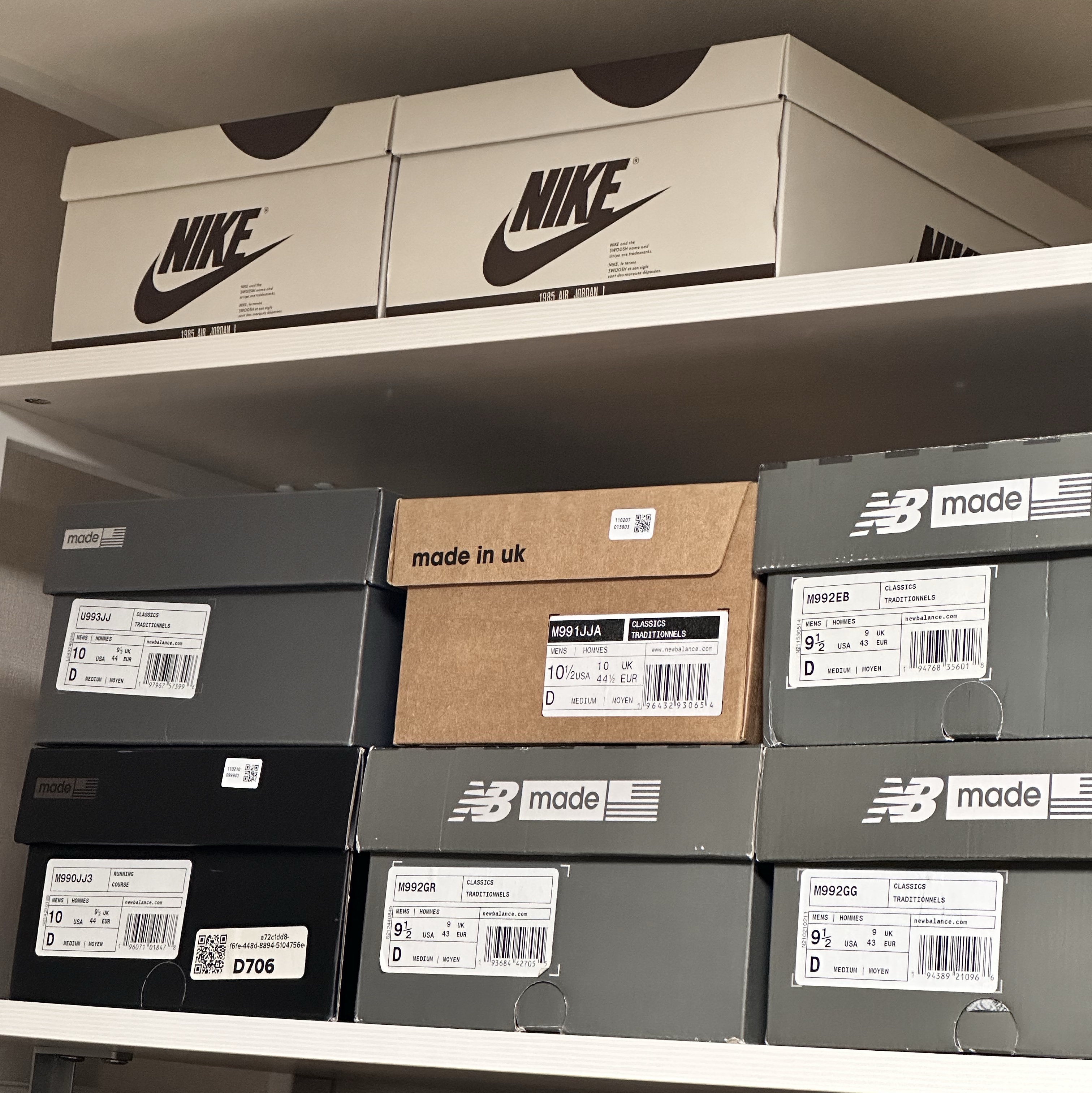 New Balance x JJJJound 993 Made in USA Mushroom White, New Balance 992 Made in USA Grey - D Standard 착용 스타일