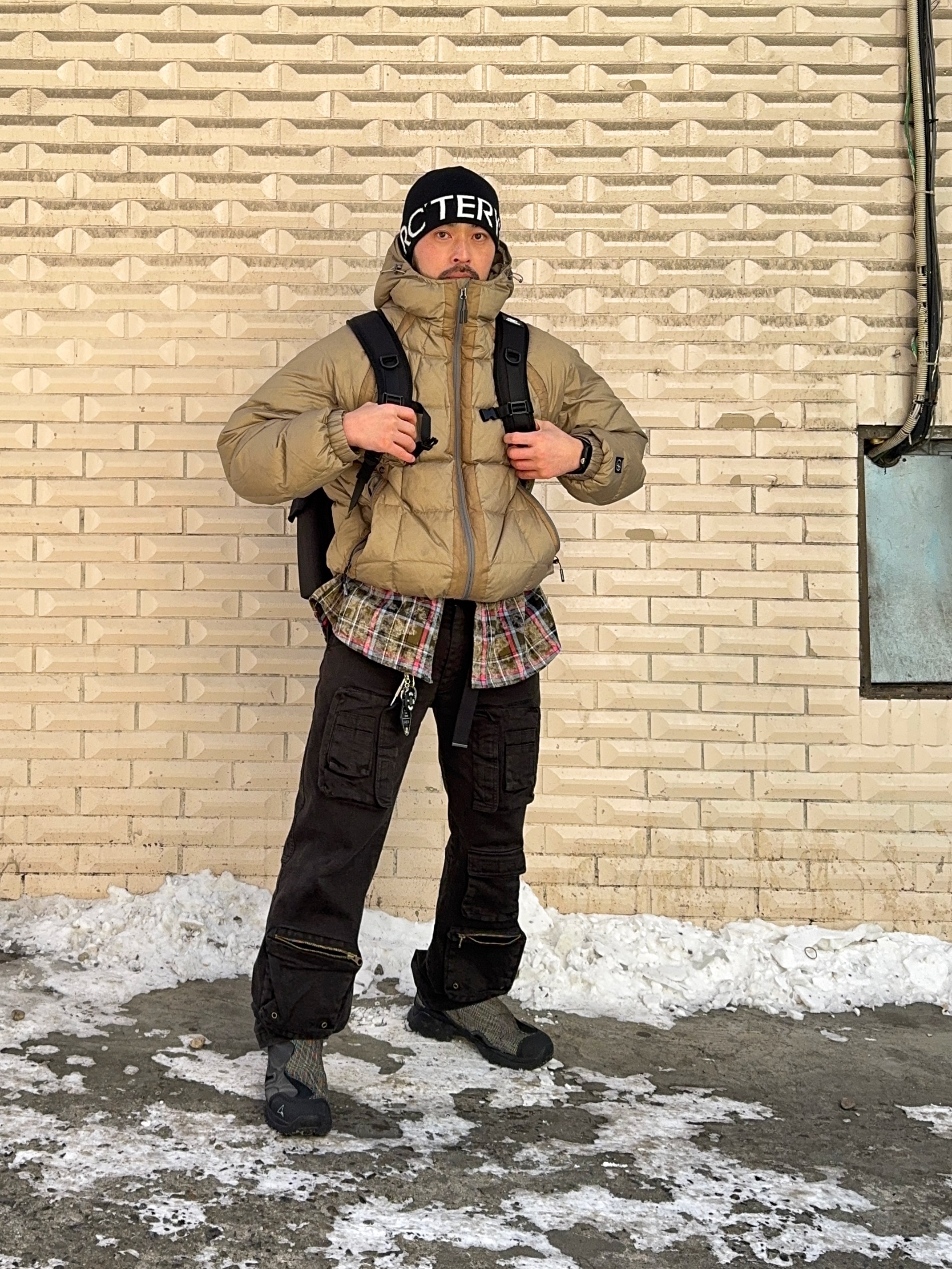 Arc'teryx Word Head Toque Orca, BORN TO WIN B1 Backpack Patch Ver Black 착용 스타일 - 6