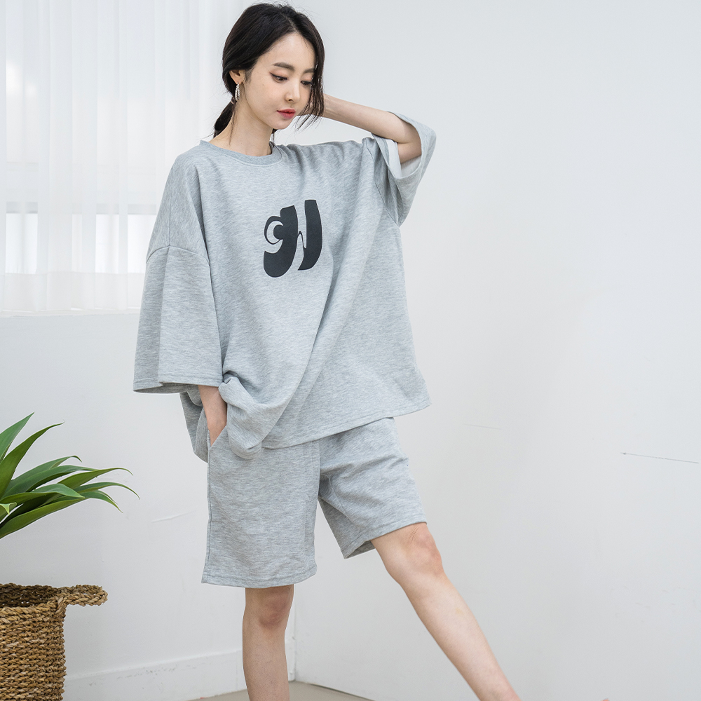 [3% 적립] (W) 에이원 빅사이즈 순면 홈웨어 반팔 반바지 세트 그레이([3% 적립] (W) Aone Cotton Plus Size Short Sleeve Pajama Set Gray) - 2