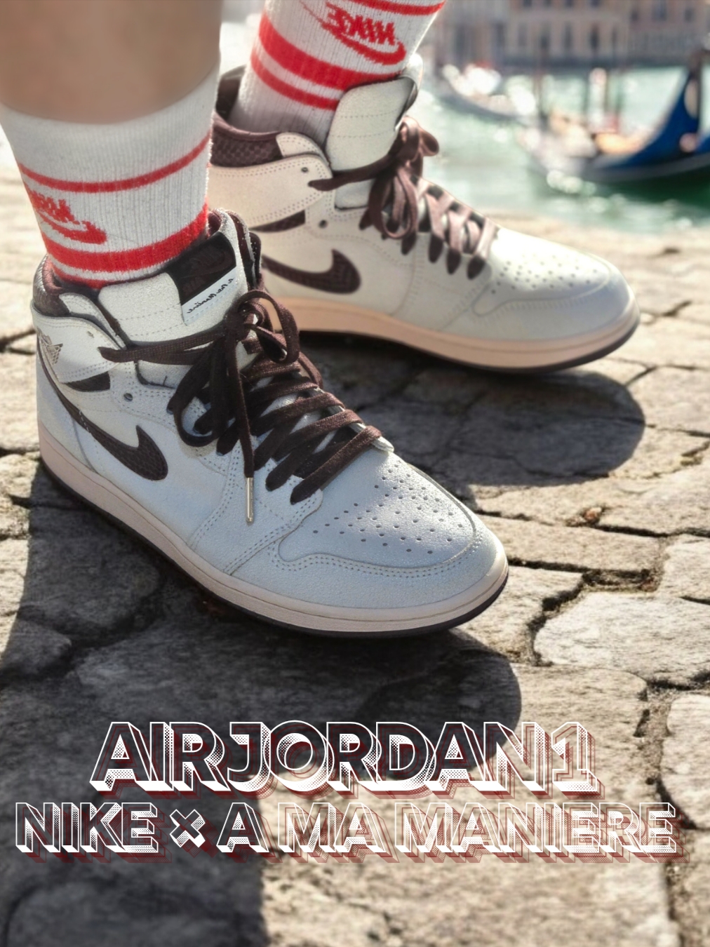 Jordan 1 x A Ma Maniere Retro High OG SP Sail and Burgundy 착용 스타일