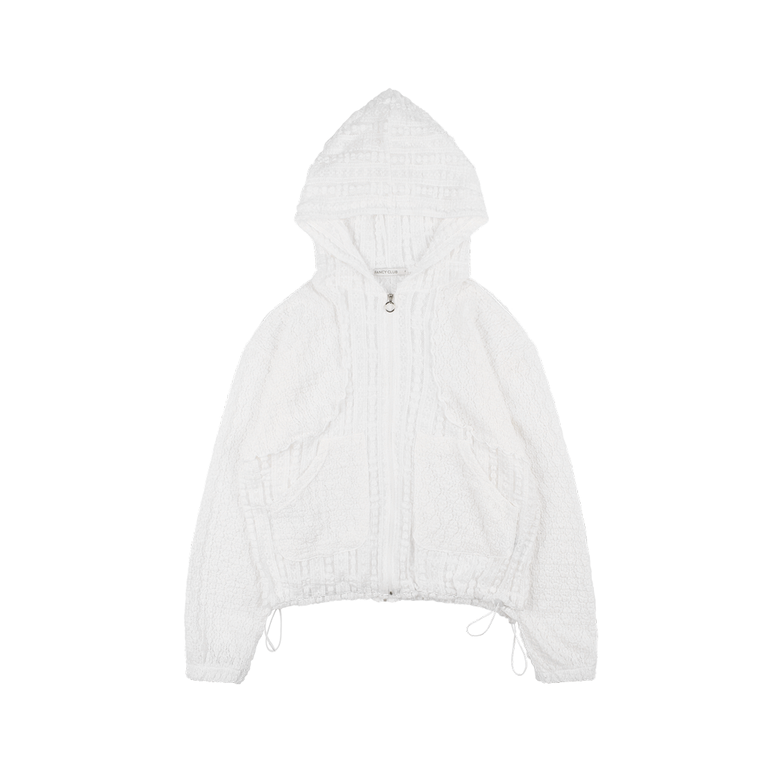 팬시클럽 플럼피 레이스 라인 후드집업 화이트
